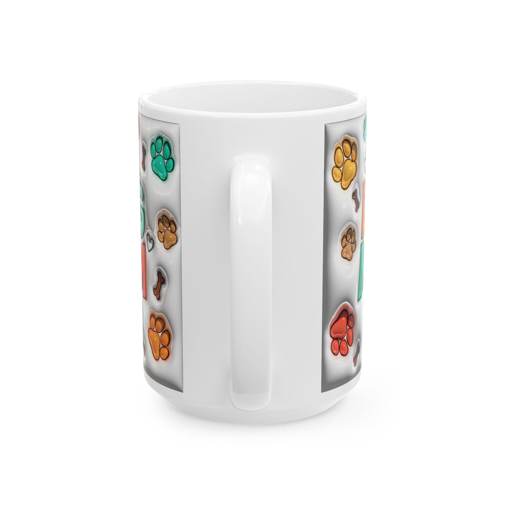 Best Dog Mom mug | Paw Print Pattern Ceramic Mug, 11oz or 15oz