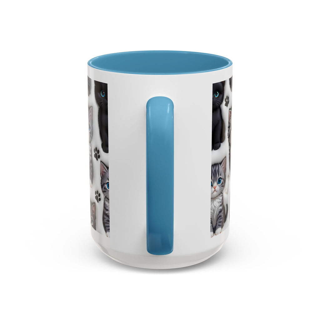 Cute Kitten Pattern Accent Coffee Mug | Cat Paw Print Design