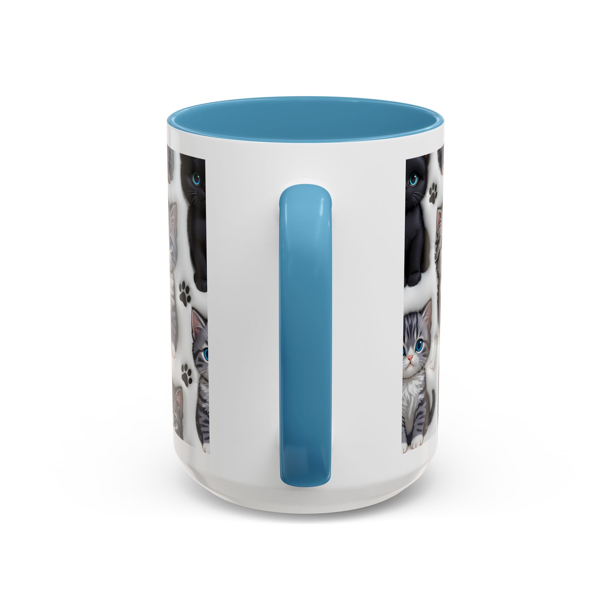 Cute Kitten Pattern Accent Coffee Mug | Cat Paw Print Design
