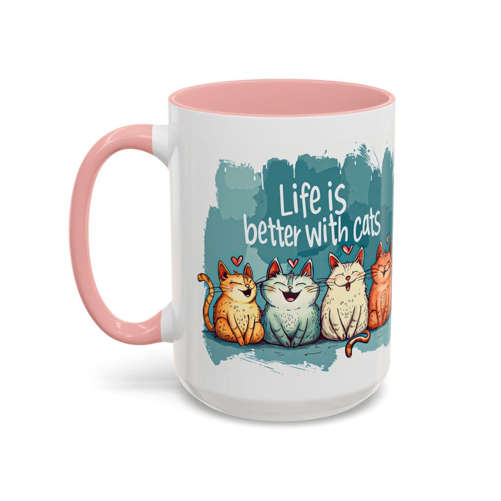 Life Is Better With Cats Coffee Mug | Accent Two-Tone Mug