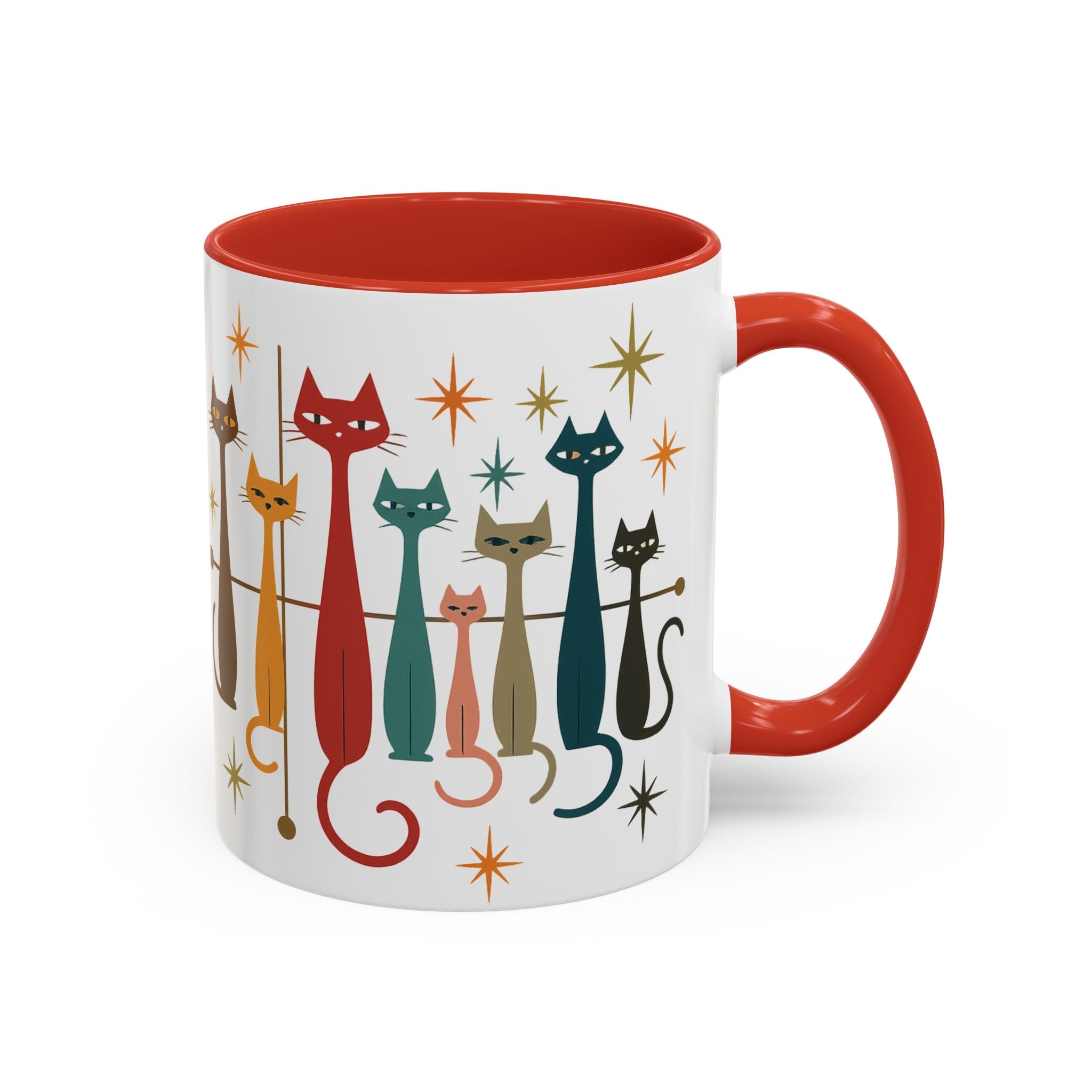 Retro Mid-Century Cats 1950s 1960s Accent Coffee Mug | 11oz 15oz