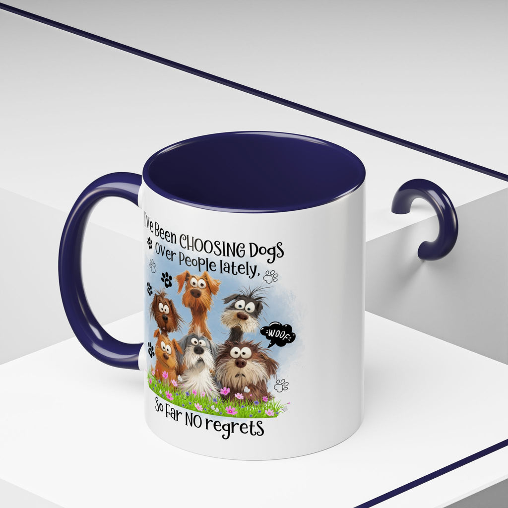 Choosing Dogs Over People Mug | Funny Cute Cartoon Dogs, 11oz 15oz Accent Coffee Mug