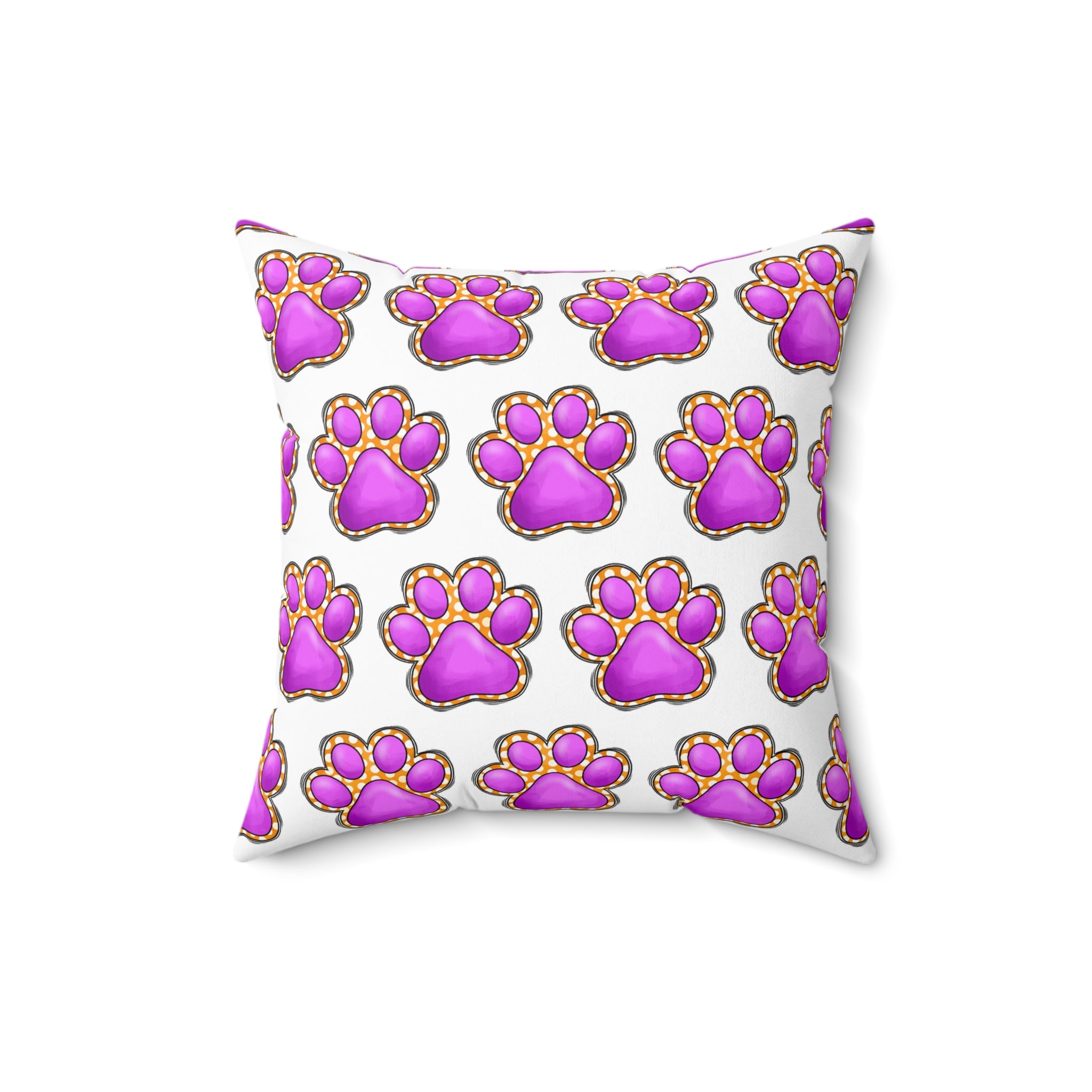 Pink Paw Print Pattern Pillow | Pet Lover Decorative Cushion