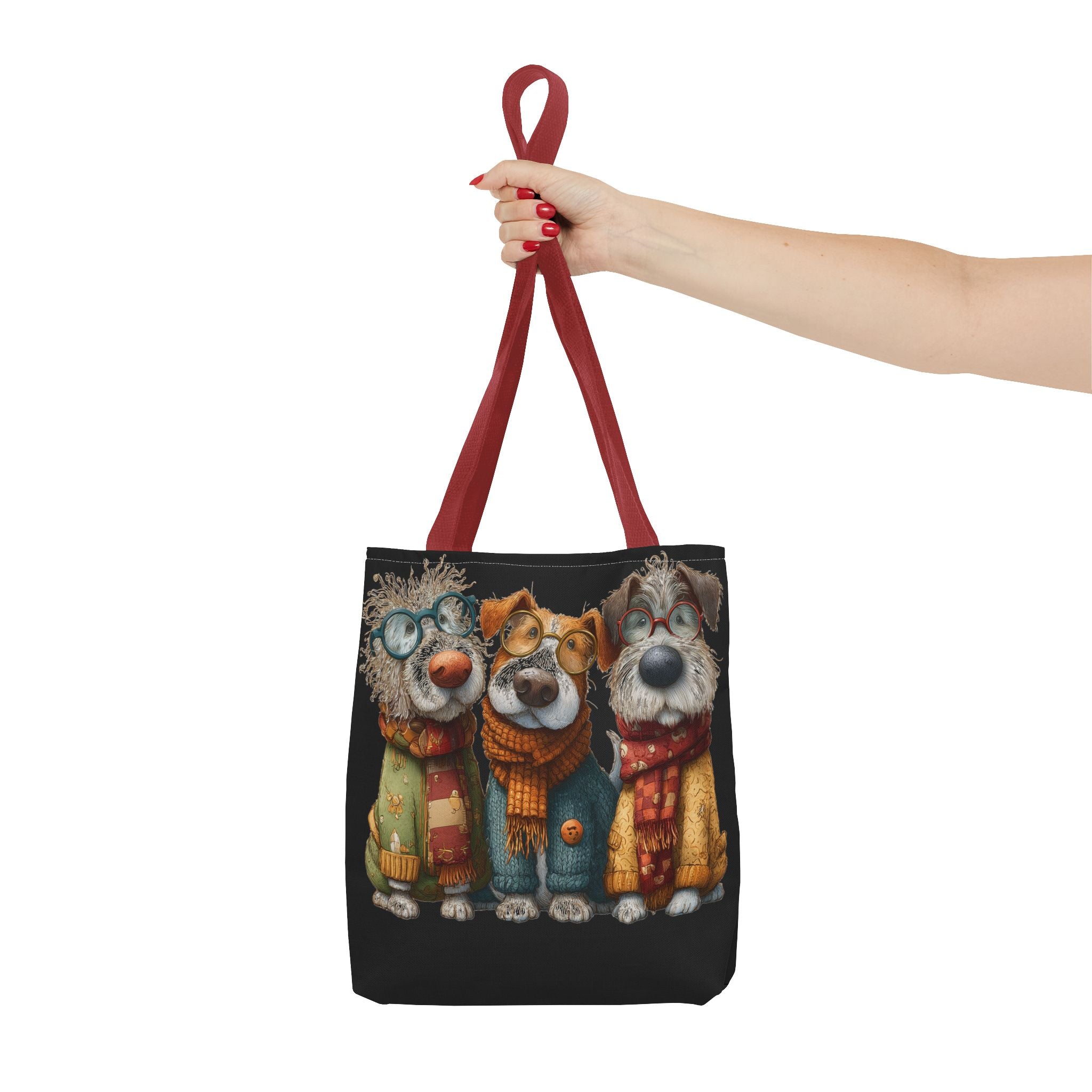 Three Cozy Dogs Tote Bag | Cute Winter Dogs Illustration