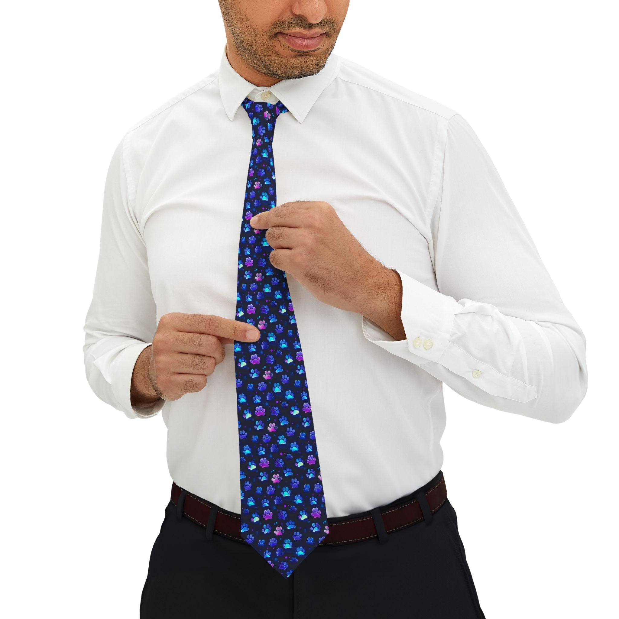 Neon Paw Print Necktie | Pet Lover Patterned Tie