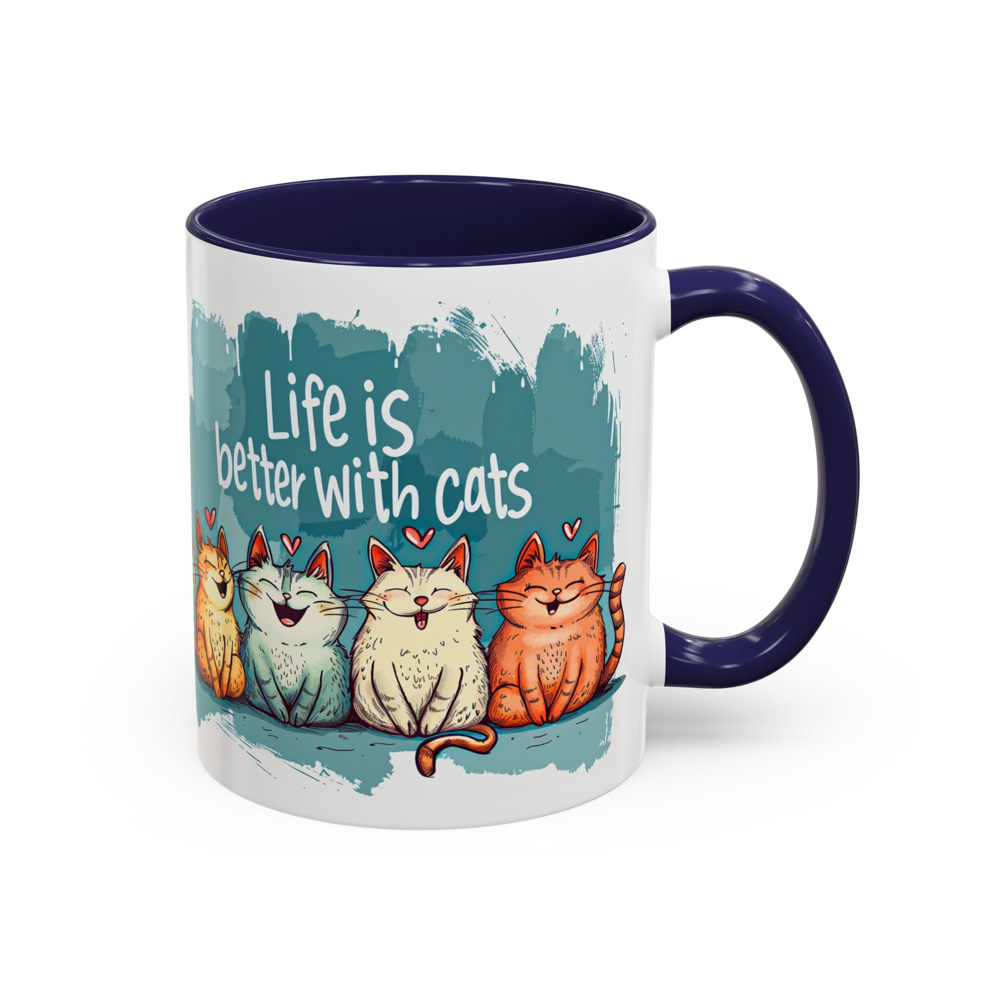 Life Is Better With Cats Coffee Mug | Accent Two-Tone Mug