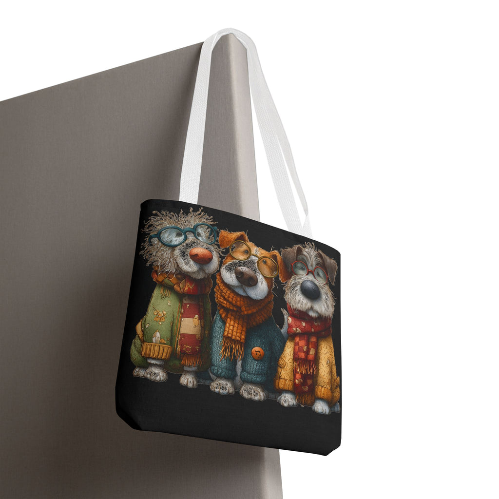 Three Cozy Dogs Tote Bag | Cute Winter Dogs Illustration