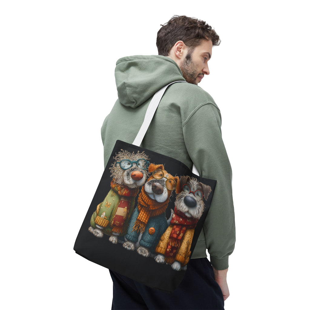 Three Cozy Dogs Tote Bag | Cute Winter Dogs Illustration