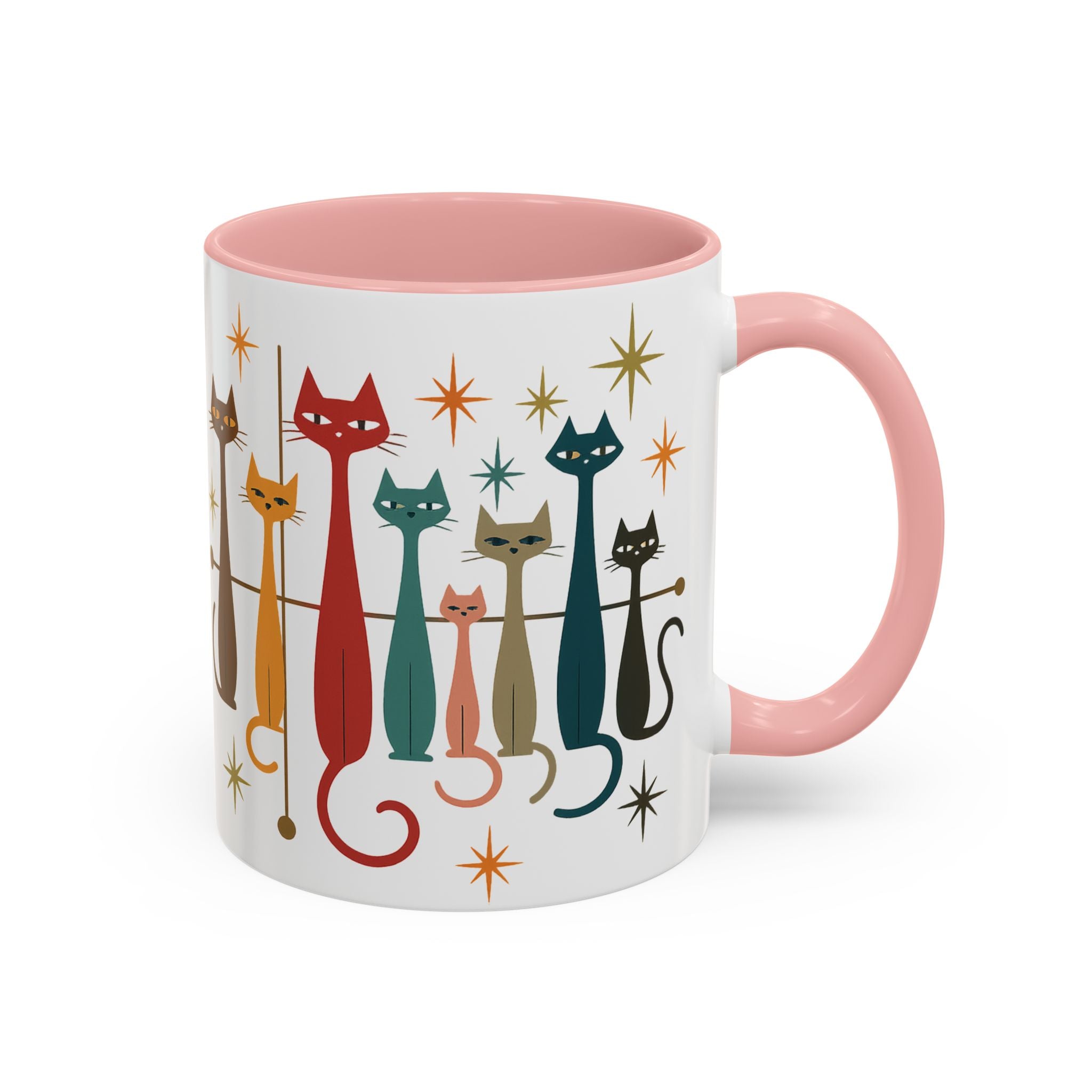 Retro Mid-Century Cats 1950s 1960s Accent Coffee Mug | 11oz 15oz