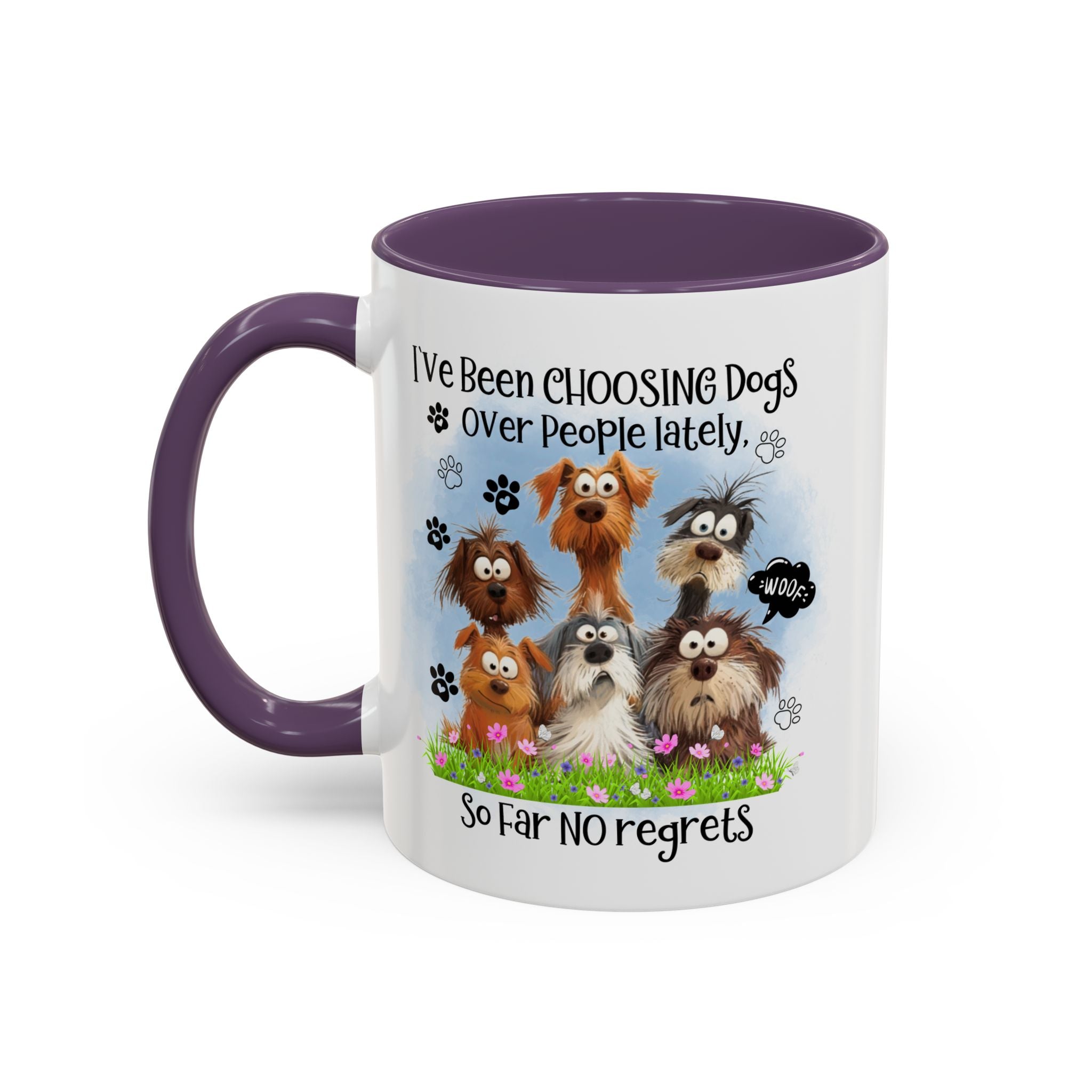 Choosing Dogs Over People Mug | Funny Cute Cartoon Dogs, 11oz 15oz Accent Coffee Mug