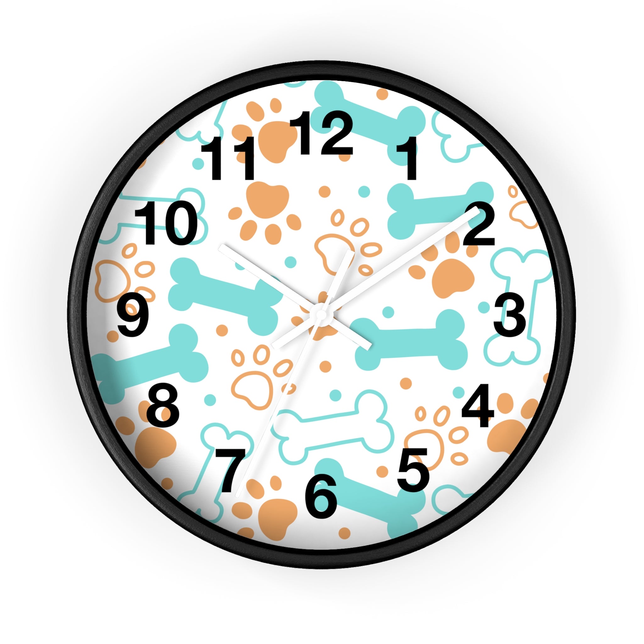 Dog Bones and Paw Prints Wall Clock | Pet-themed Nursery Clock