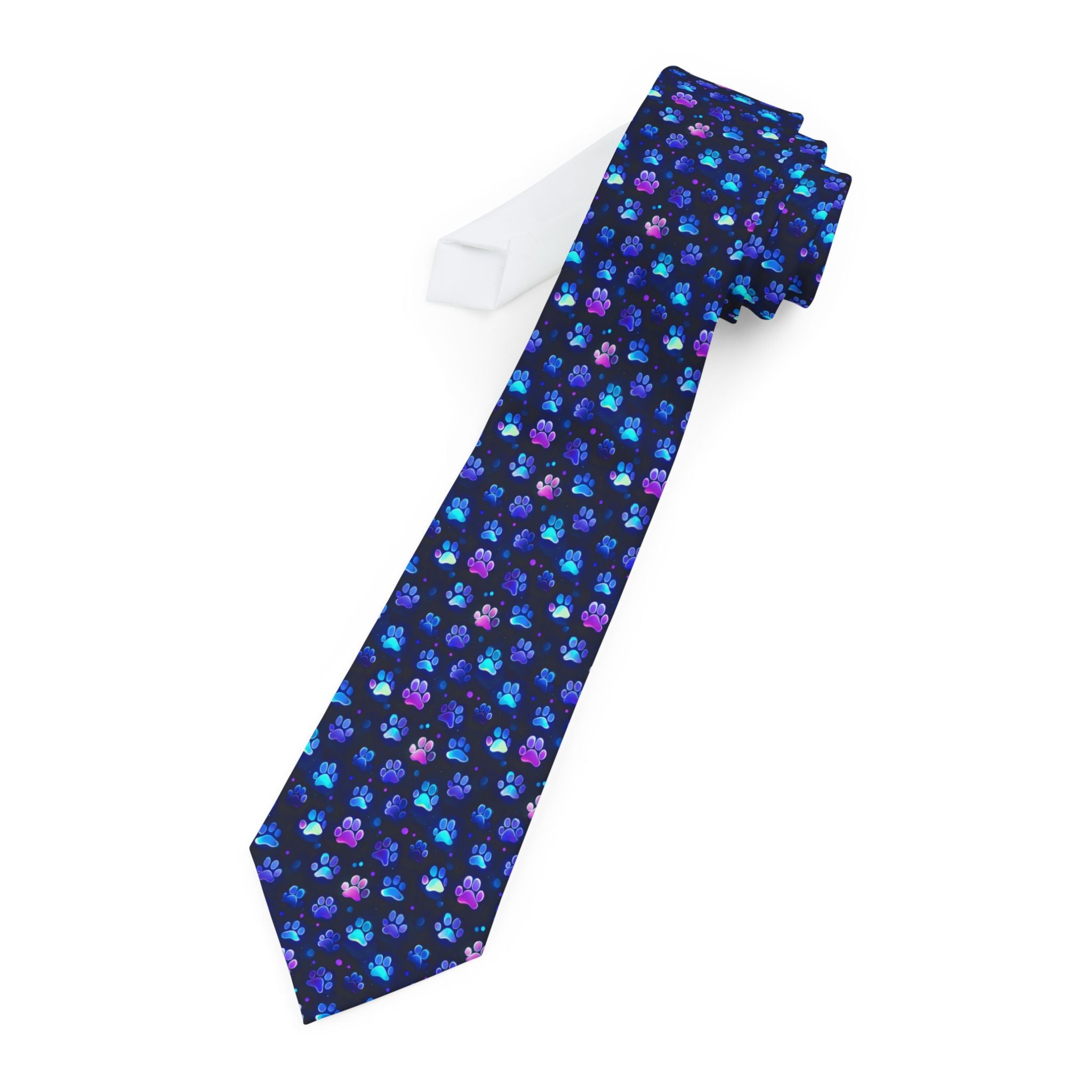 Neon Paw Print Necktie | Pet Lover Patterned Tie