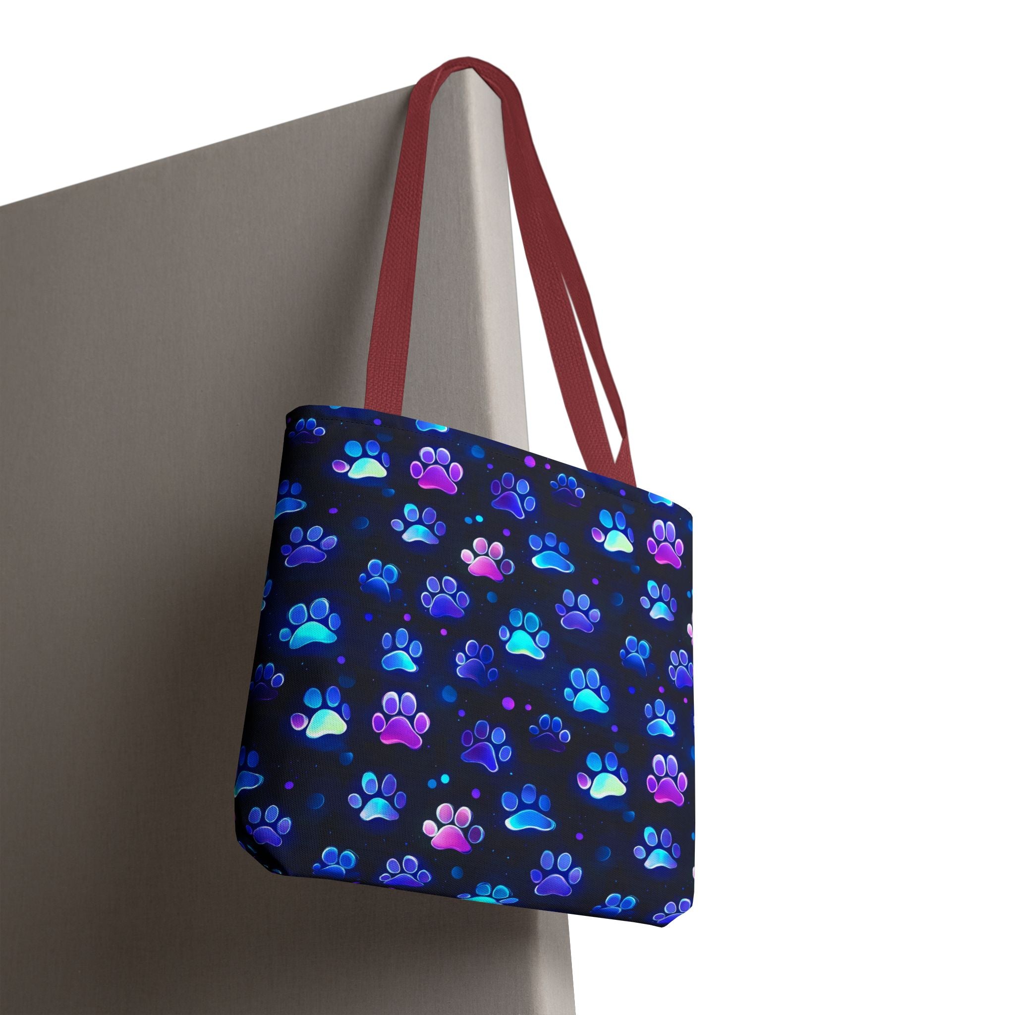 Neon Paw Print Tote | Colorful Cat Dog Paw Pattern All Over Print