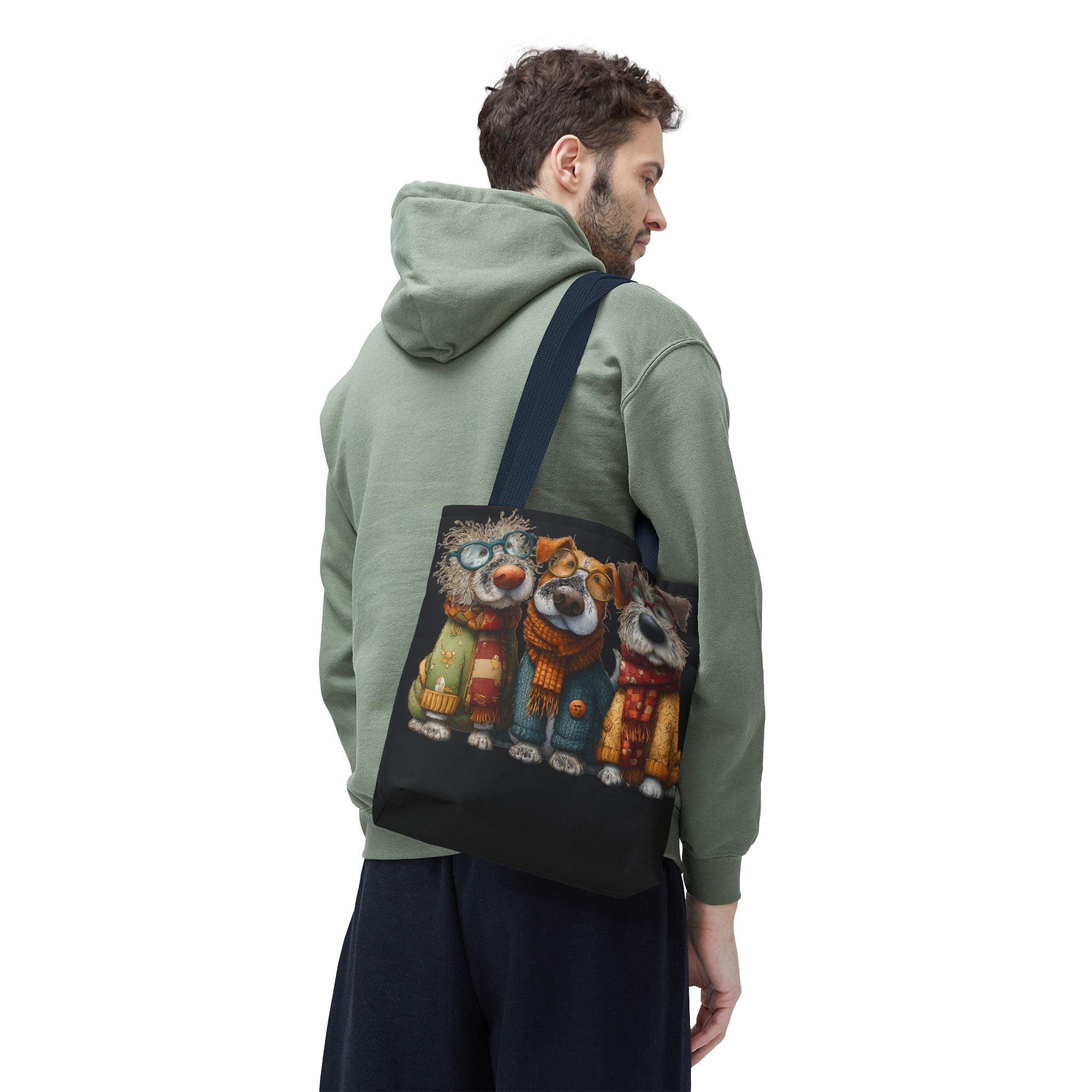 Three Cozy Dogs Tote Bag | Cute Winter Dogs Illustration