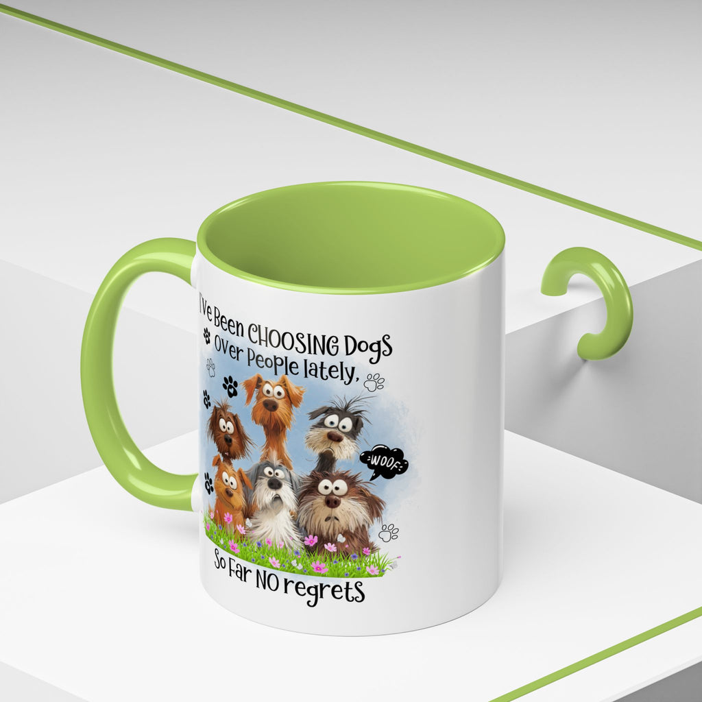 Choosing Dogs Over People Mug | Funny Cute Cartoon Dogs, 11oz 15oz Accent Coffee Mug