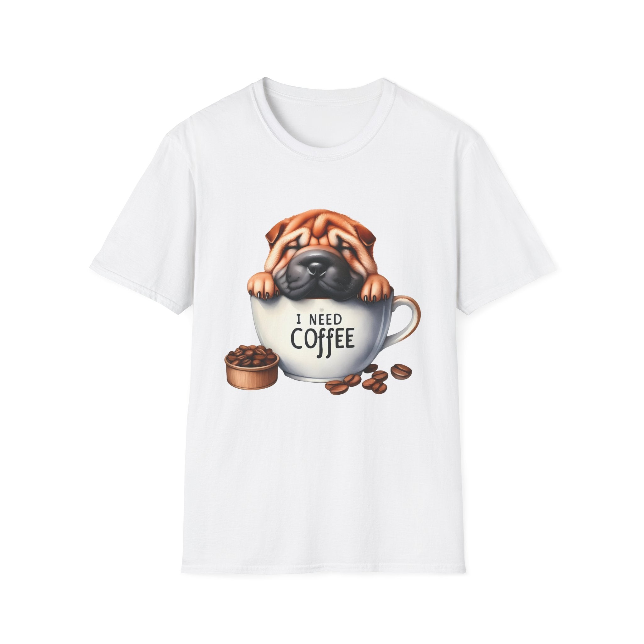 Pug in Coffee Cup T-Shirt | I Need Coffee Puppy Tee