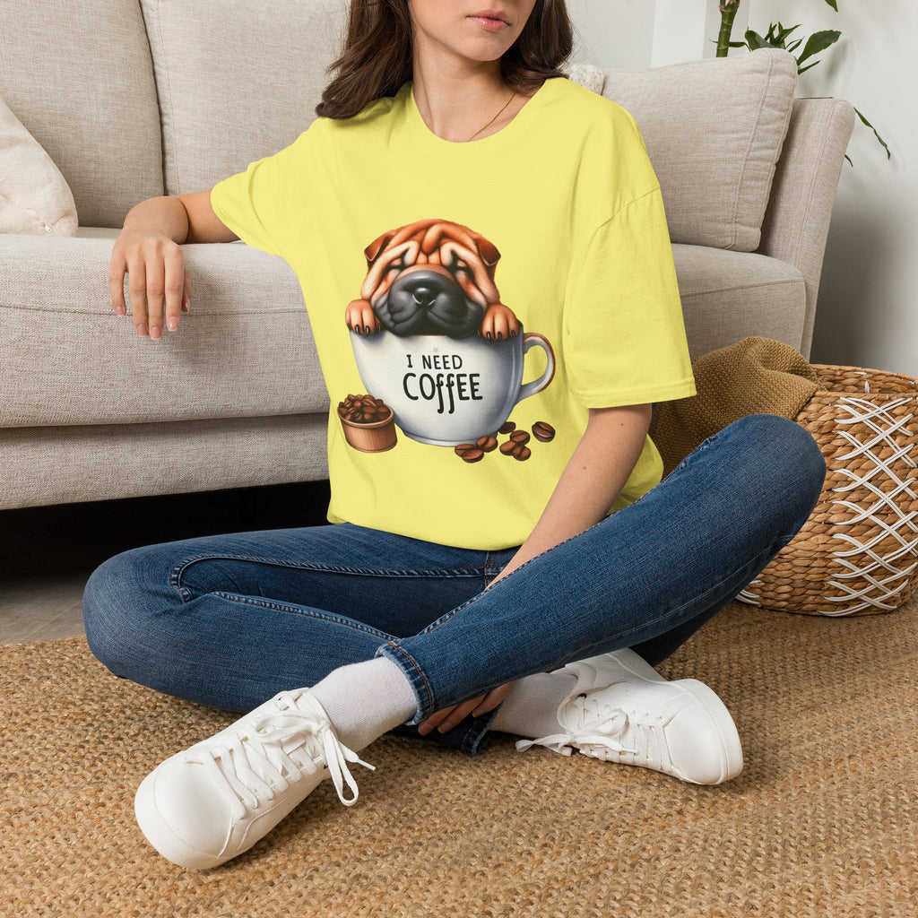 Pug in Coffee Cup T-Shirt | I Need Coffee Puppy Tee