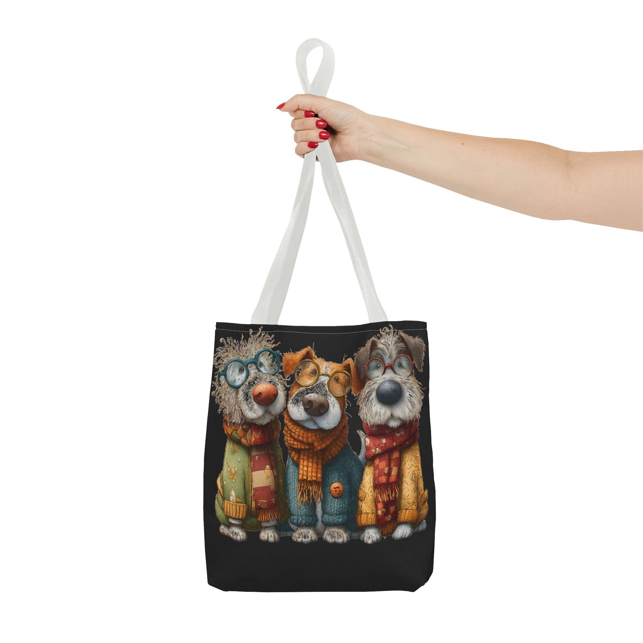 Three Cozy Dogs Tote Bag | Cute Winter Dogs Illustration