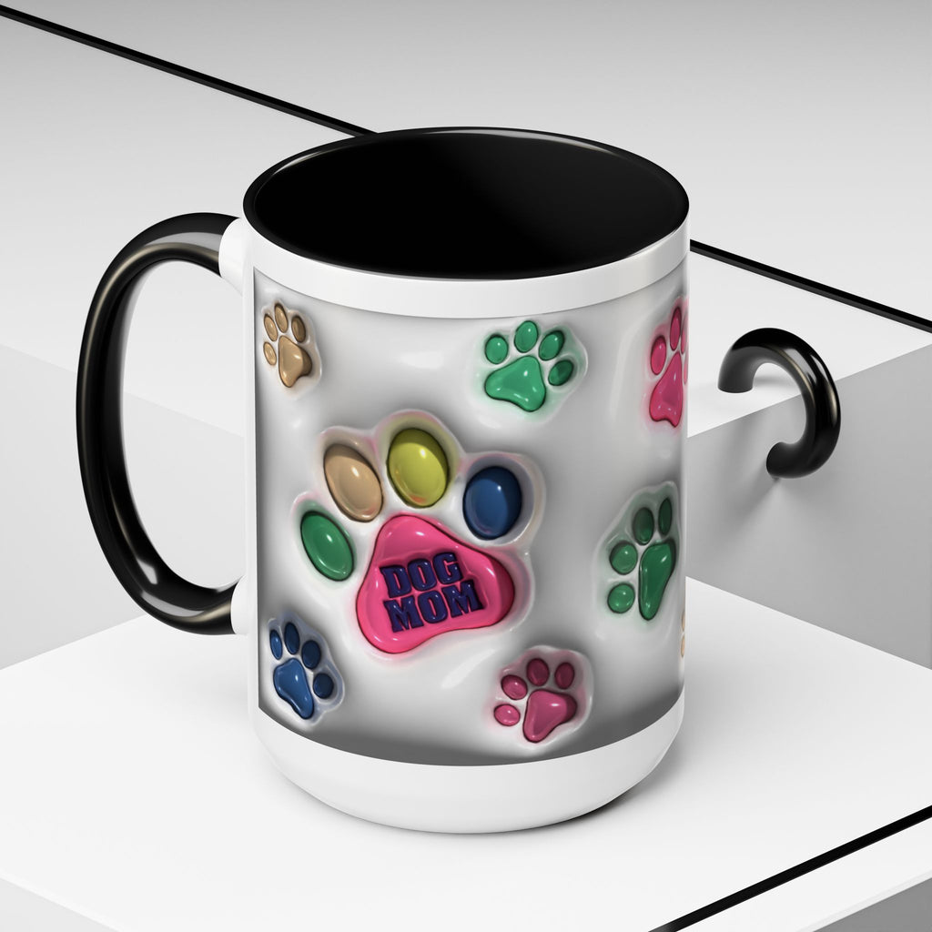 Colorful Paw Print Dog Mom Mug | Accent Coffee Mug