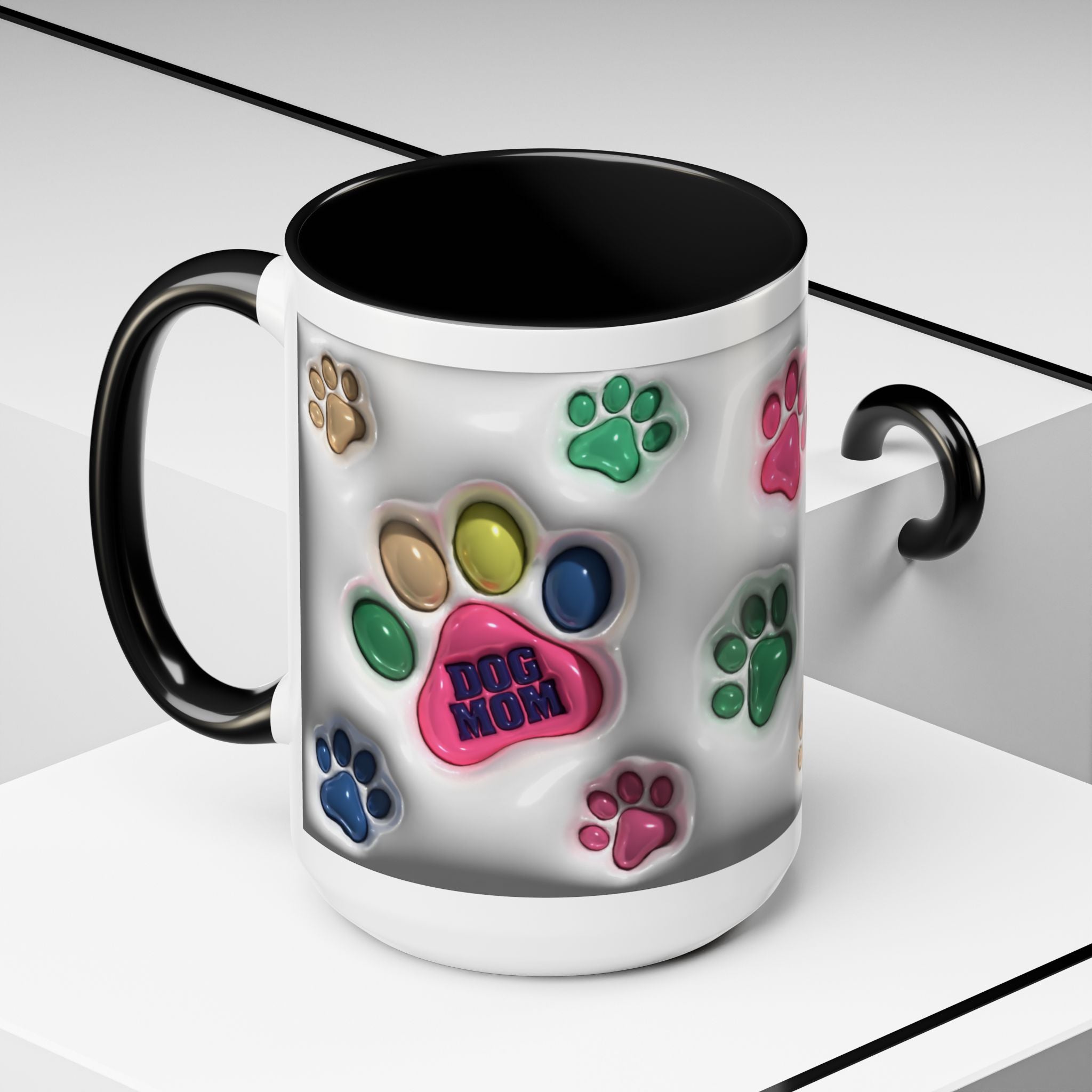 Colorful Paw Print Dog Mom Mug | Accent Coffee Mug