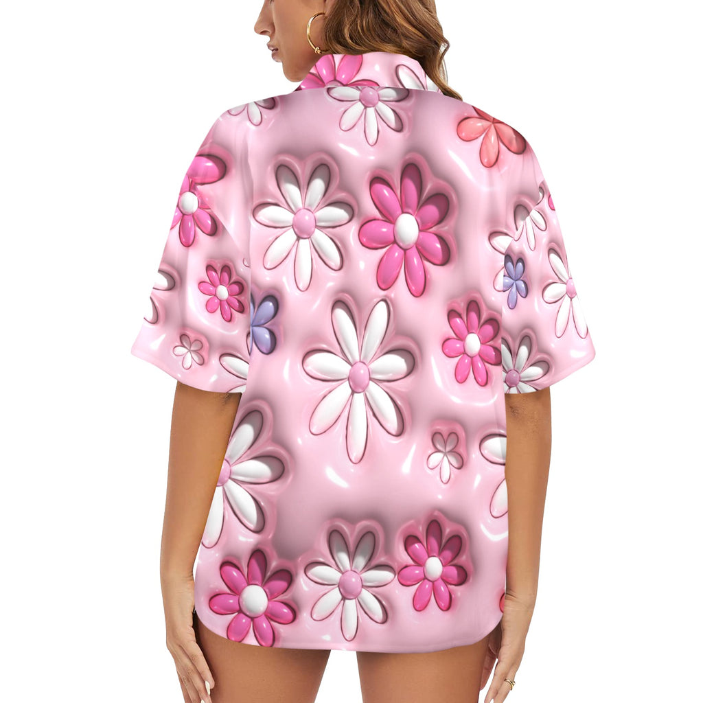 Women's All Over Print Hawaiian Shirt （Made in USA，Ships to USA Only）