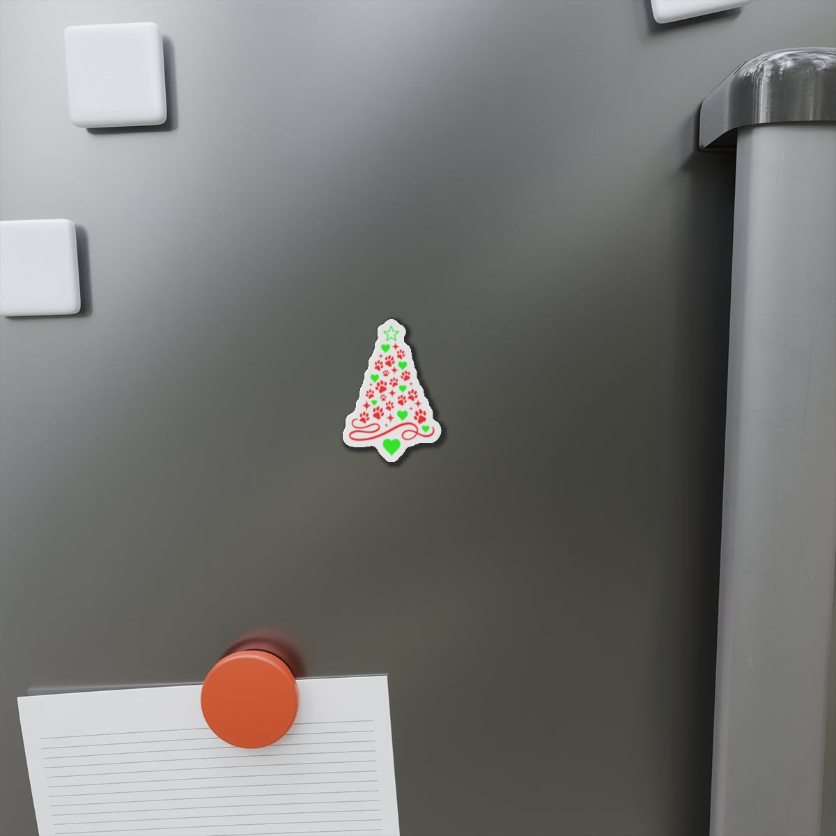Paw Print Christmas Tree Die-Cut Magnet | Holiday Pet Paw Tree Magnet
