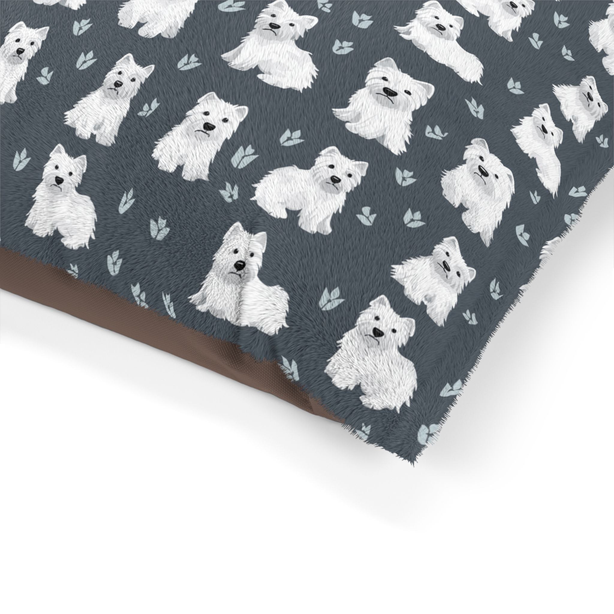 Westie Pattern Pet Bed | White West Highland Terrier Repeat Design