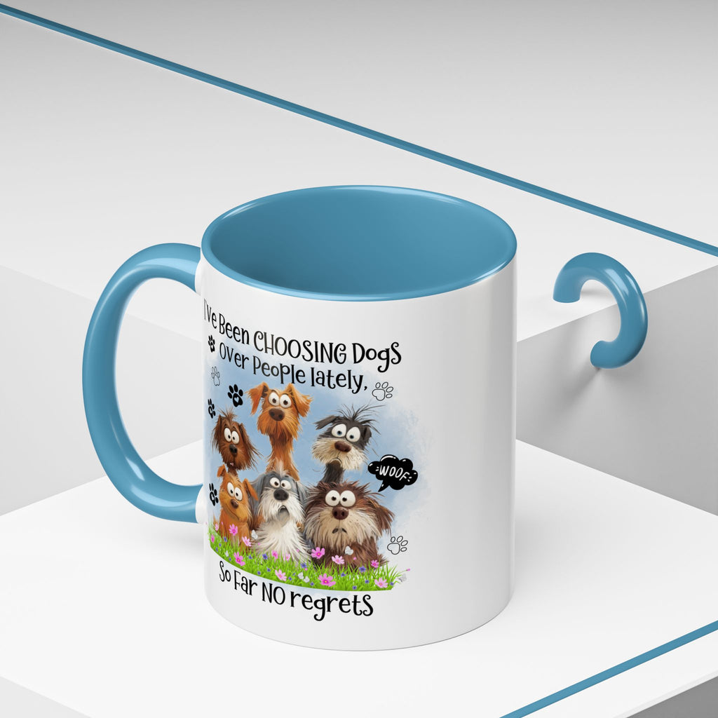 Choosing Dogs Over People Mug | Funny Cute Cartoon Dogs, 11oz 15oz Accent Coffee Mug