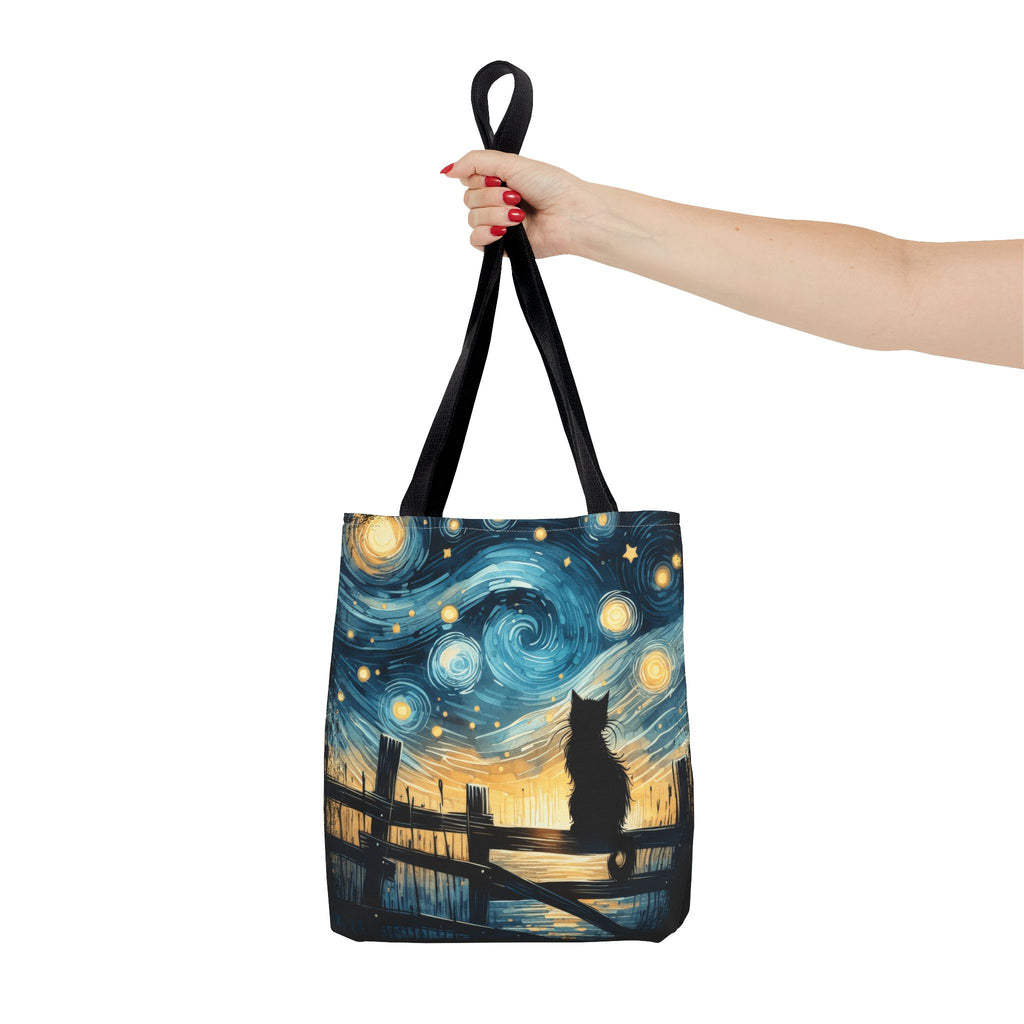 Starry Night Cat Tote | Van Gogh Inspired Swirling Sky Bag