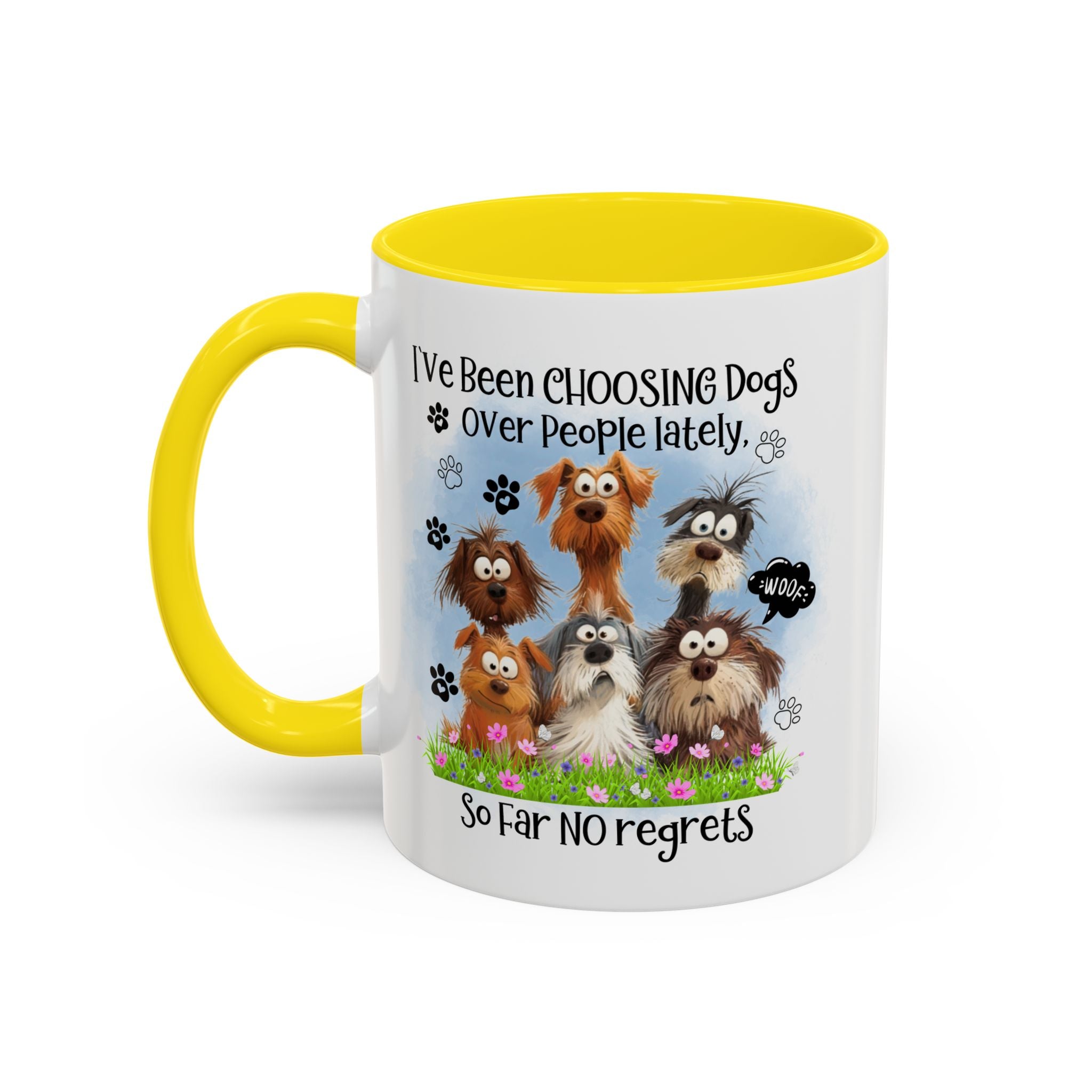 Choosing Dogs Over People Mug | Funny Cute Cartoon Dogs, 11oz 15oz Accent Coffee Mug
