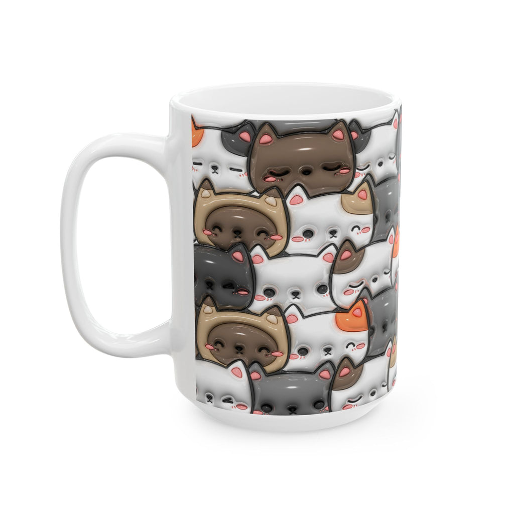 Kawaii Cat Pattern Mug | Cute Cats Ceramic Coffee Cup