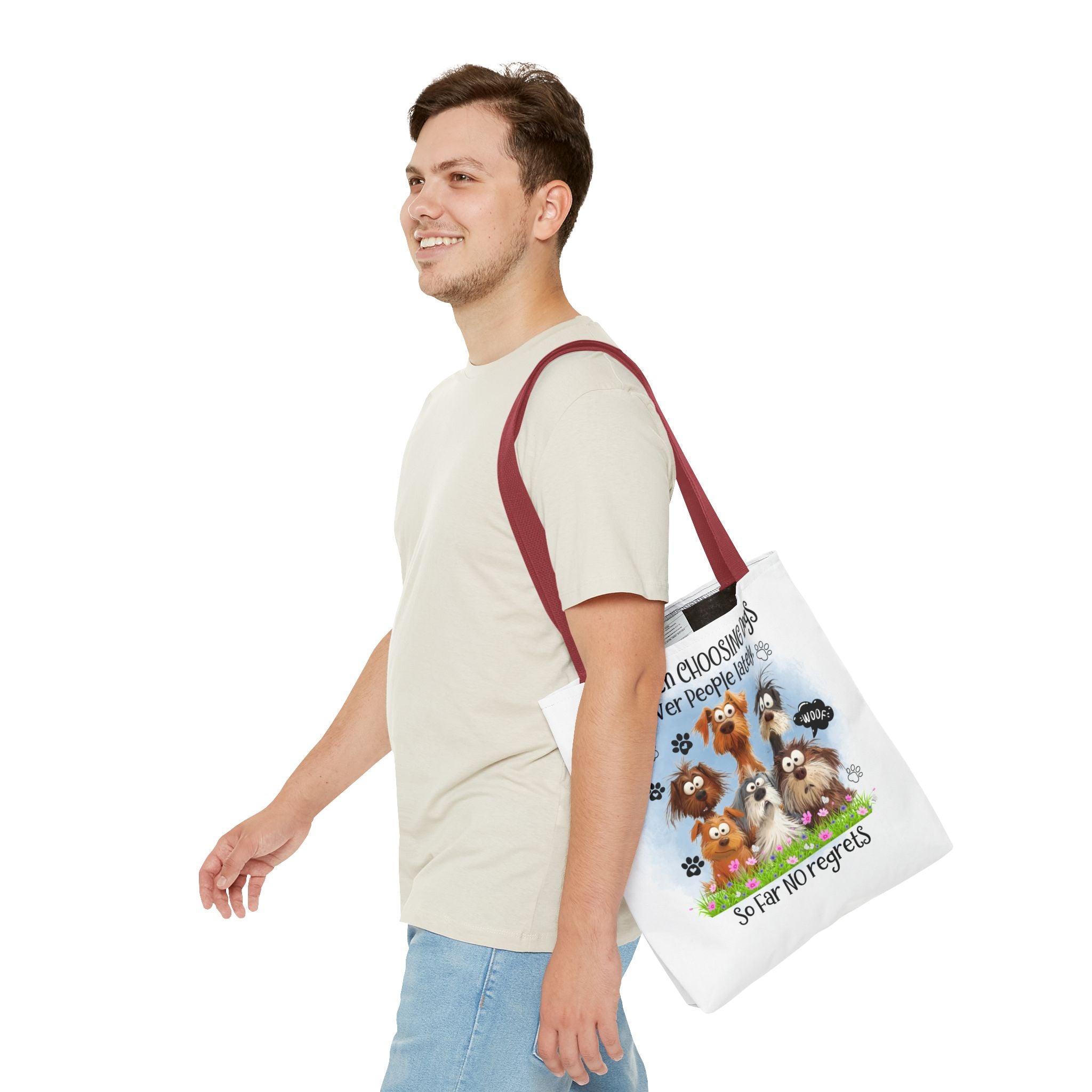 Choosing Dogs Over People Tote Bag | Cute Cartoon Dogs, Paw Print Design