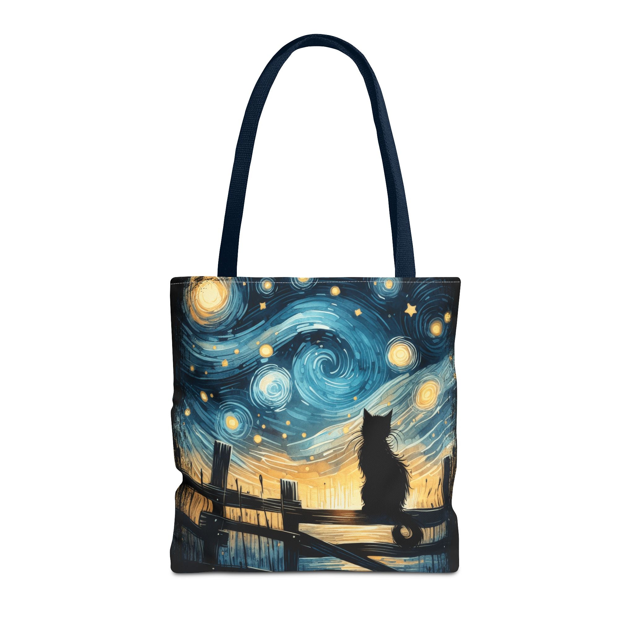 Starry Night Cat Tote | Van Gogh Inspired Swirling Sky Bag