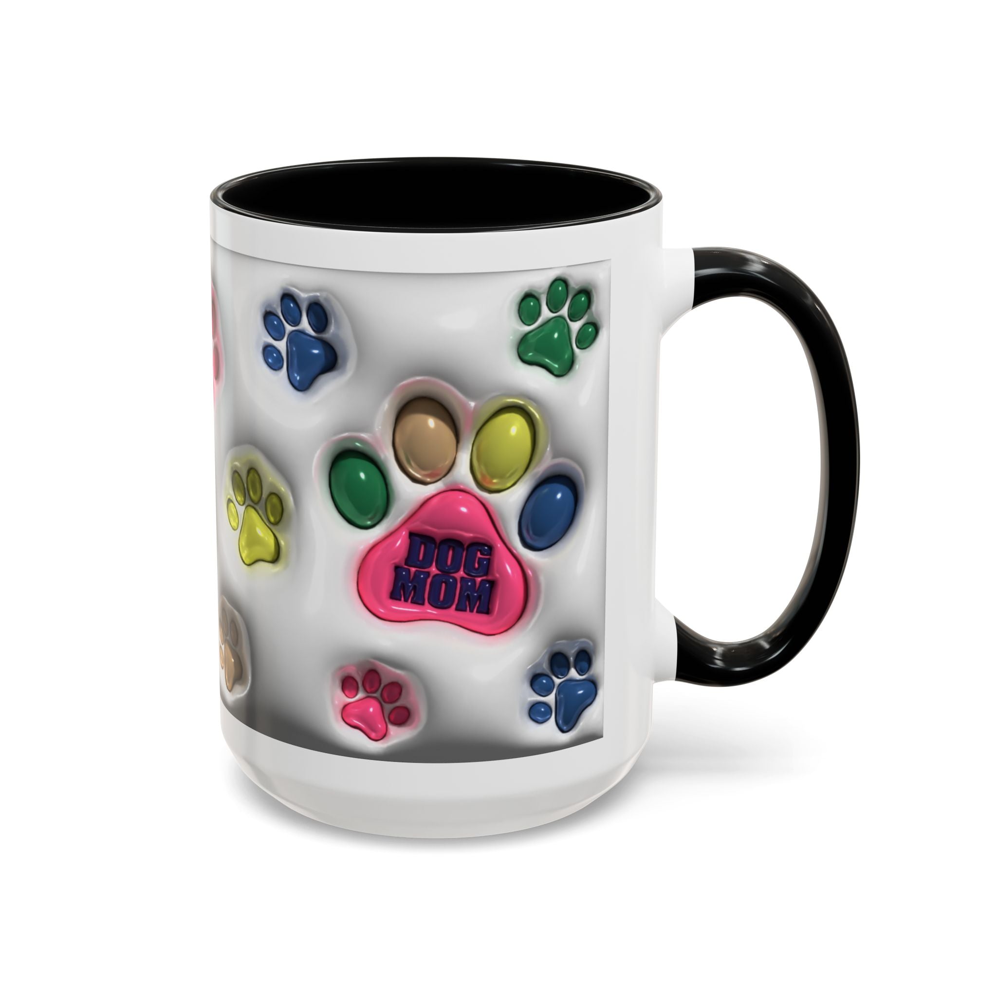 Colorful Paw Print Dog Mom Mug | Accent Coffee Mug