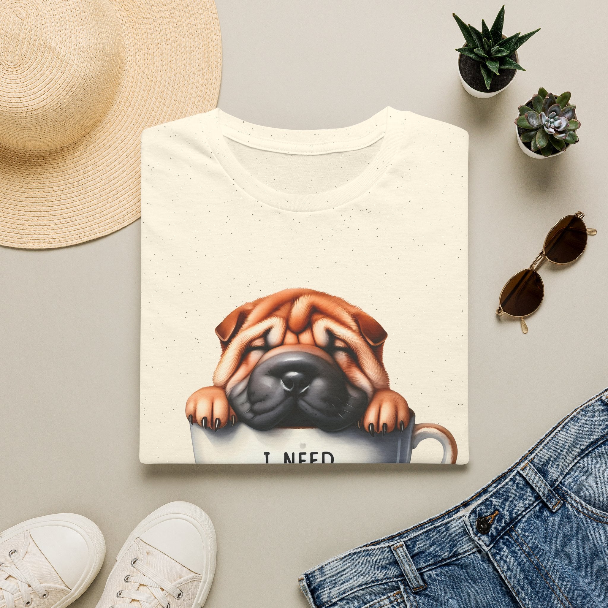 Pug in Coffee Cup T-Shirt | I Need Coffee Puppy Tee