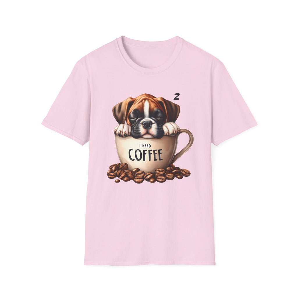 Sleeping Puppy in Coffee Cup T-Shirt | I Need Coffee Design