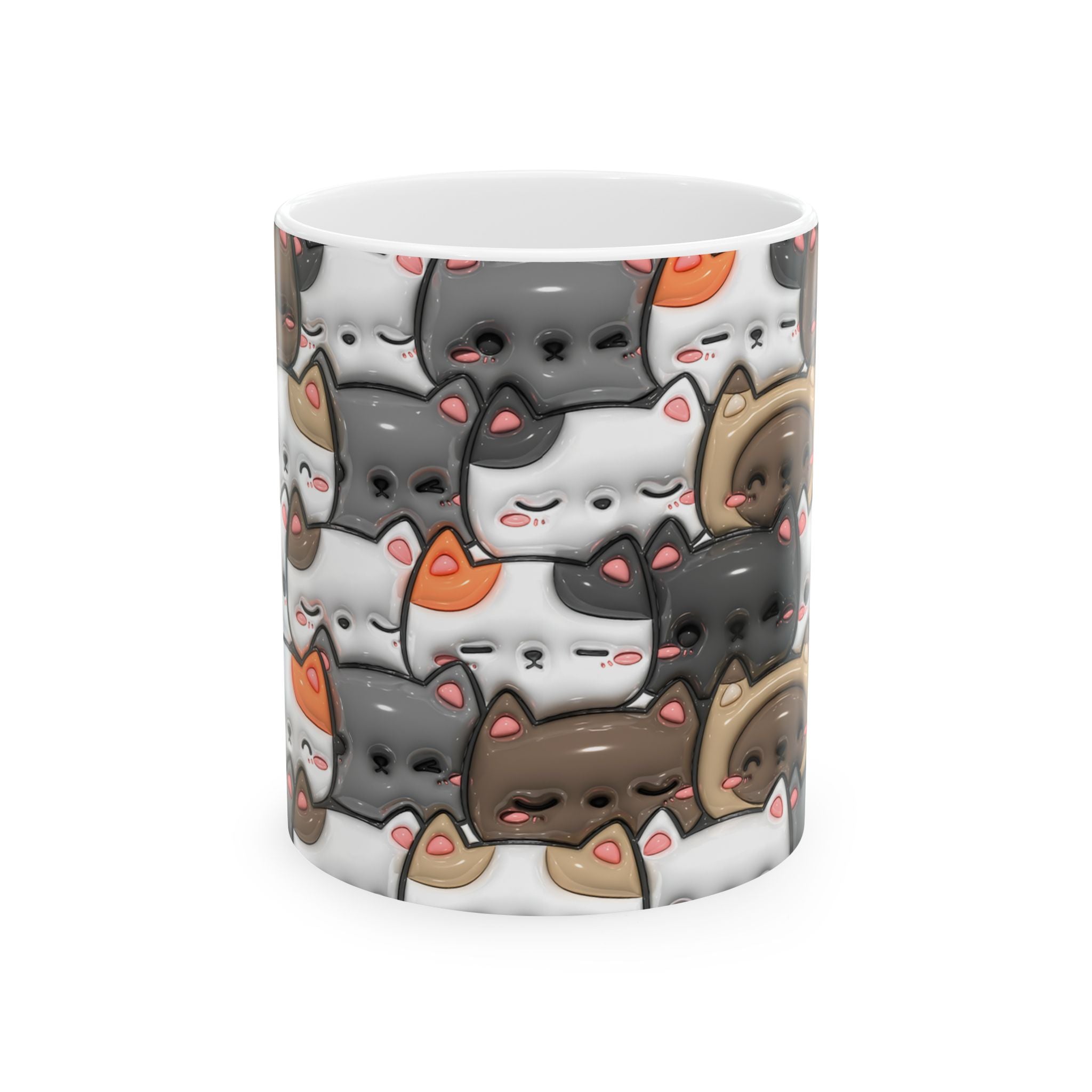 Kawaii Cat Pattern Mug | Cute Cats Ceramic Coffee Cup