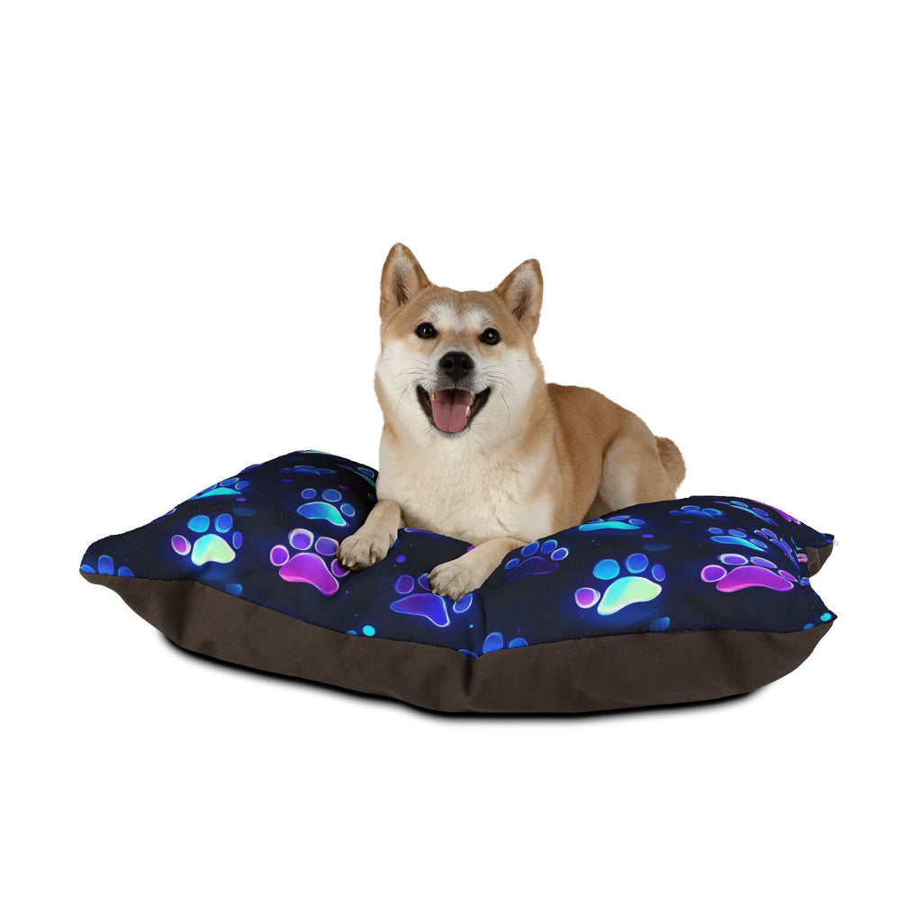 Neon Paw Print Pet Bed | Glow Paw Pattern Pillow Cushion