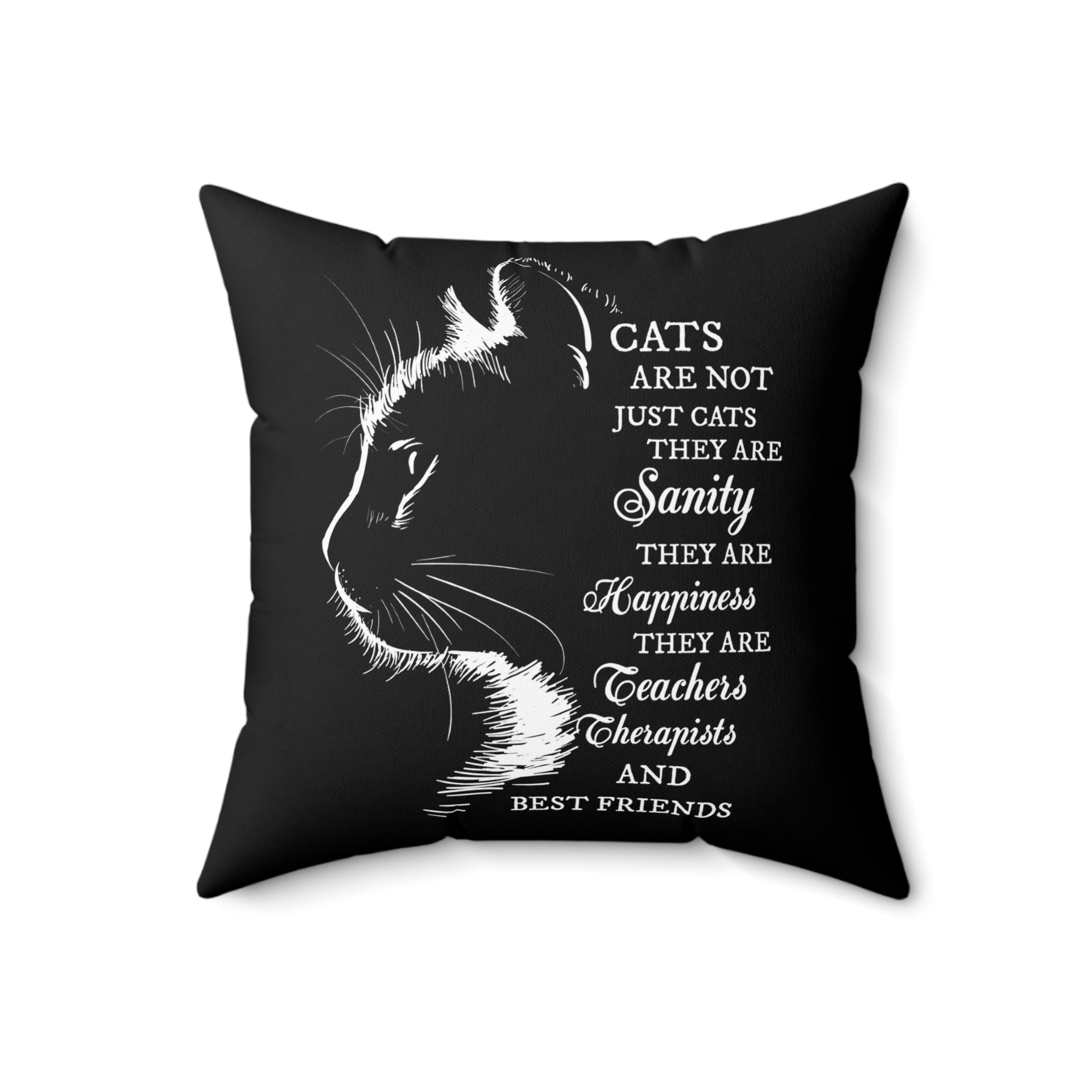 Black Cat Silhouette Pillow | Cat Quote Throw Pillow, Square Polyester Pillow