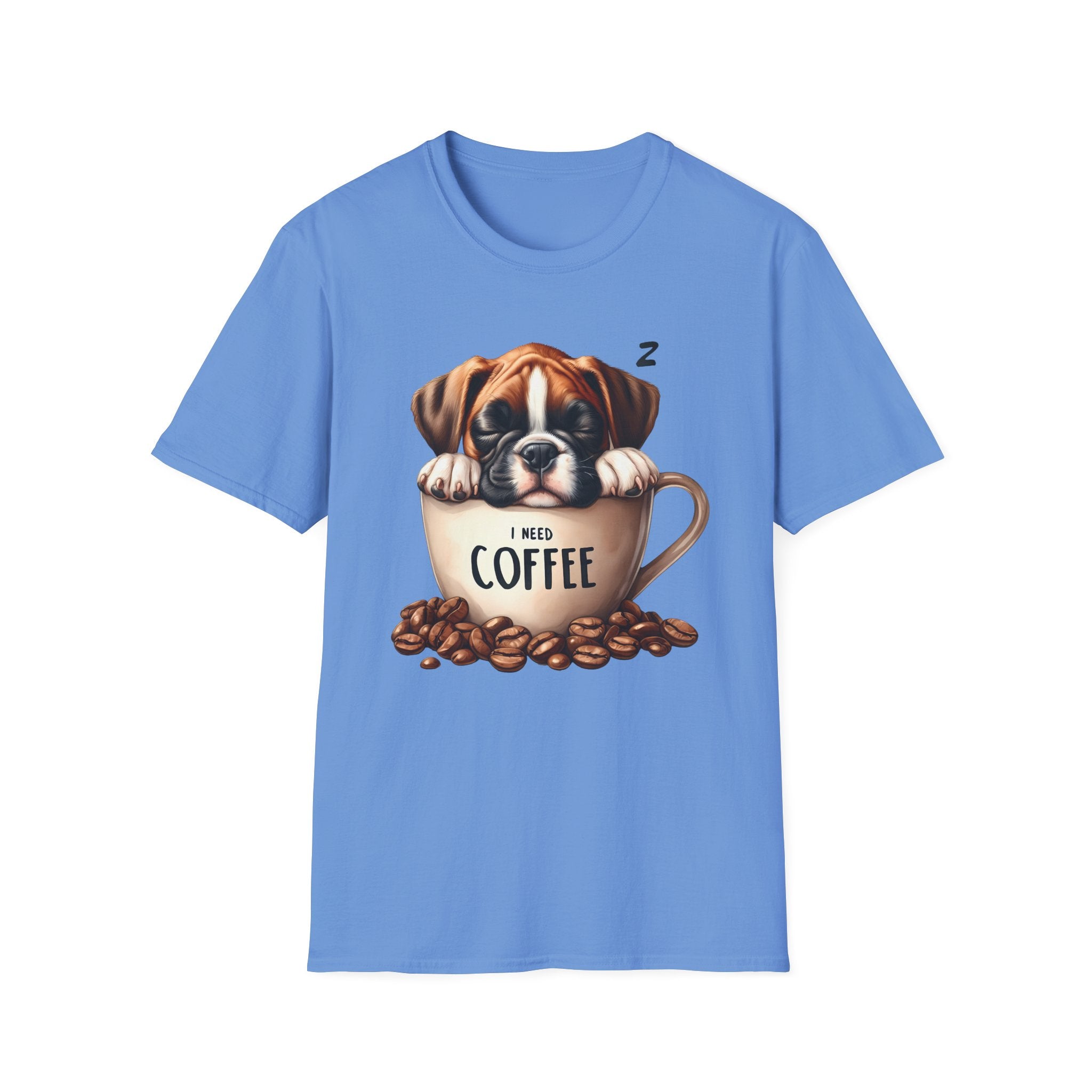 Sleeping Puppy in Coffee Cup T-Shirt | I Need Coffee Design