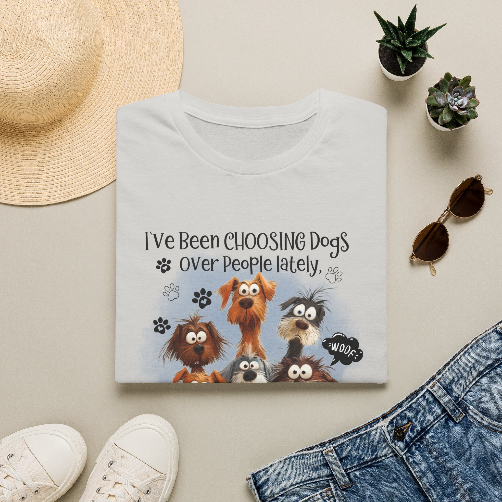 Choosing Dogs Over People T-Shirt | Cute Cartoon Dogs, Paw Print Design