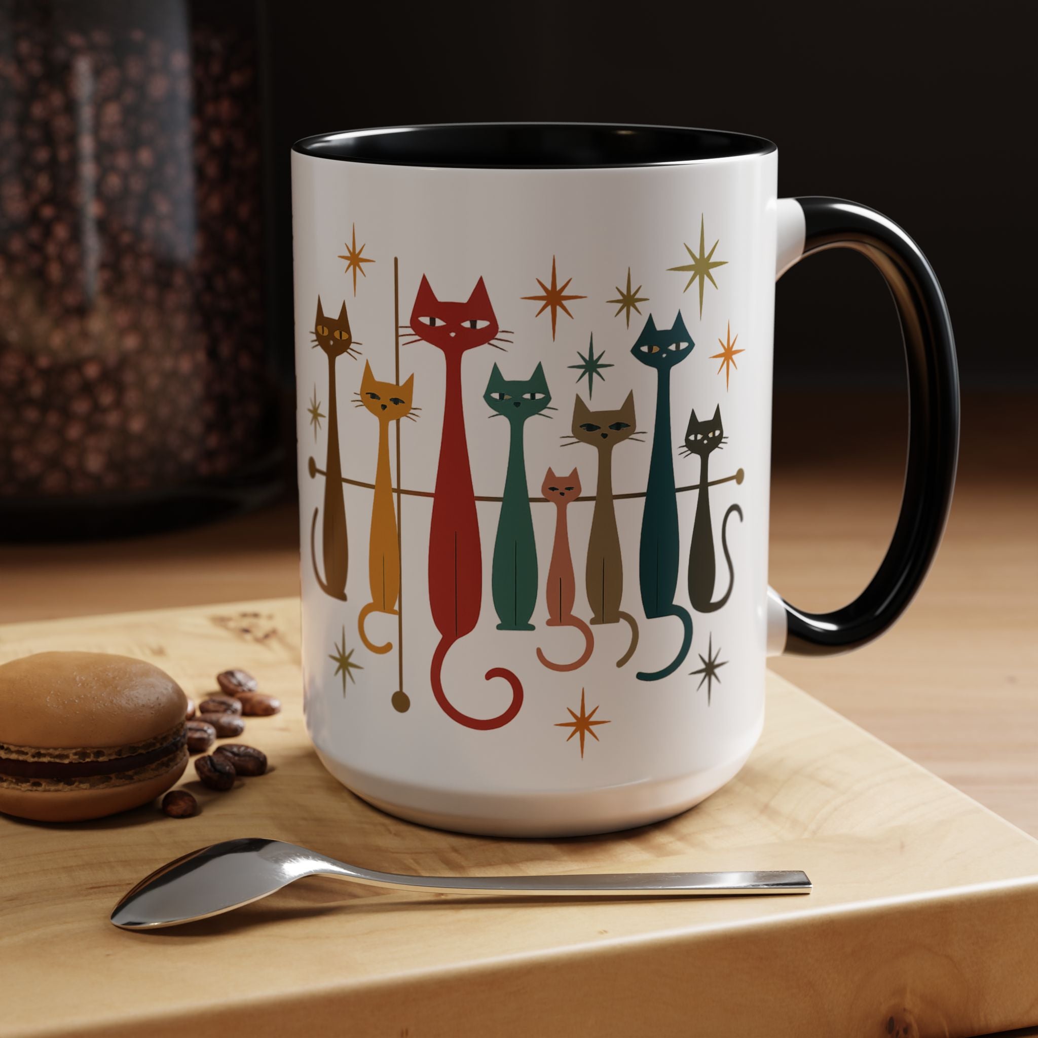Retro Mid-Century Cats 1950s 1960s Accent Coffee Mug | 11oz 15oz