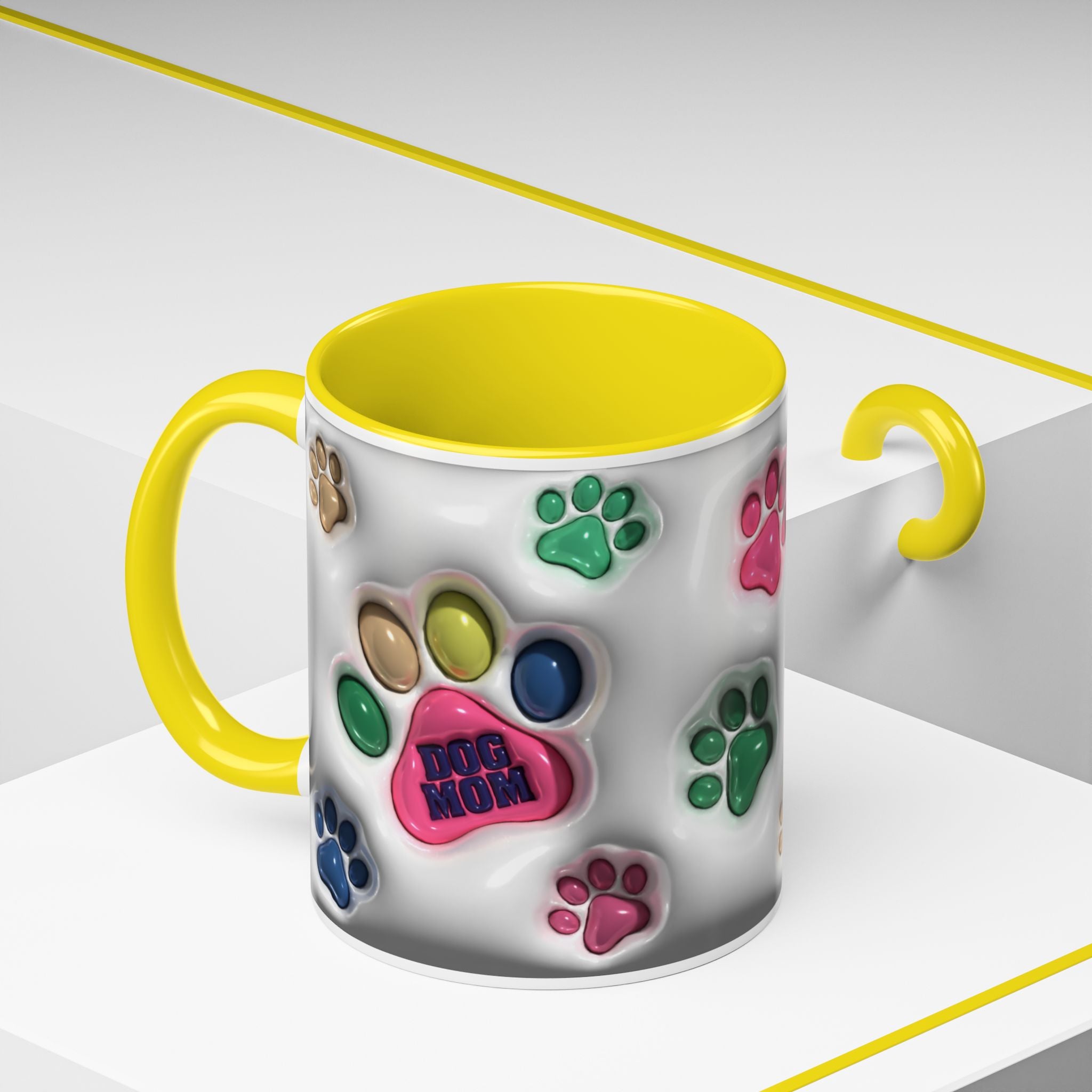 Colorful Paw Print Dog Mom Mug | Accent Coffee Mug