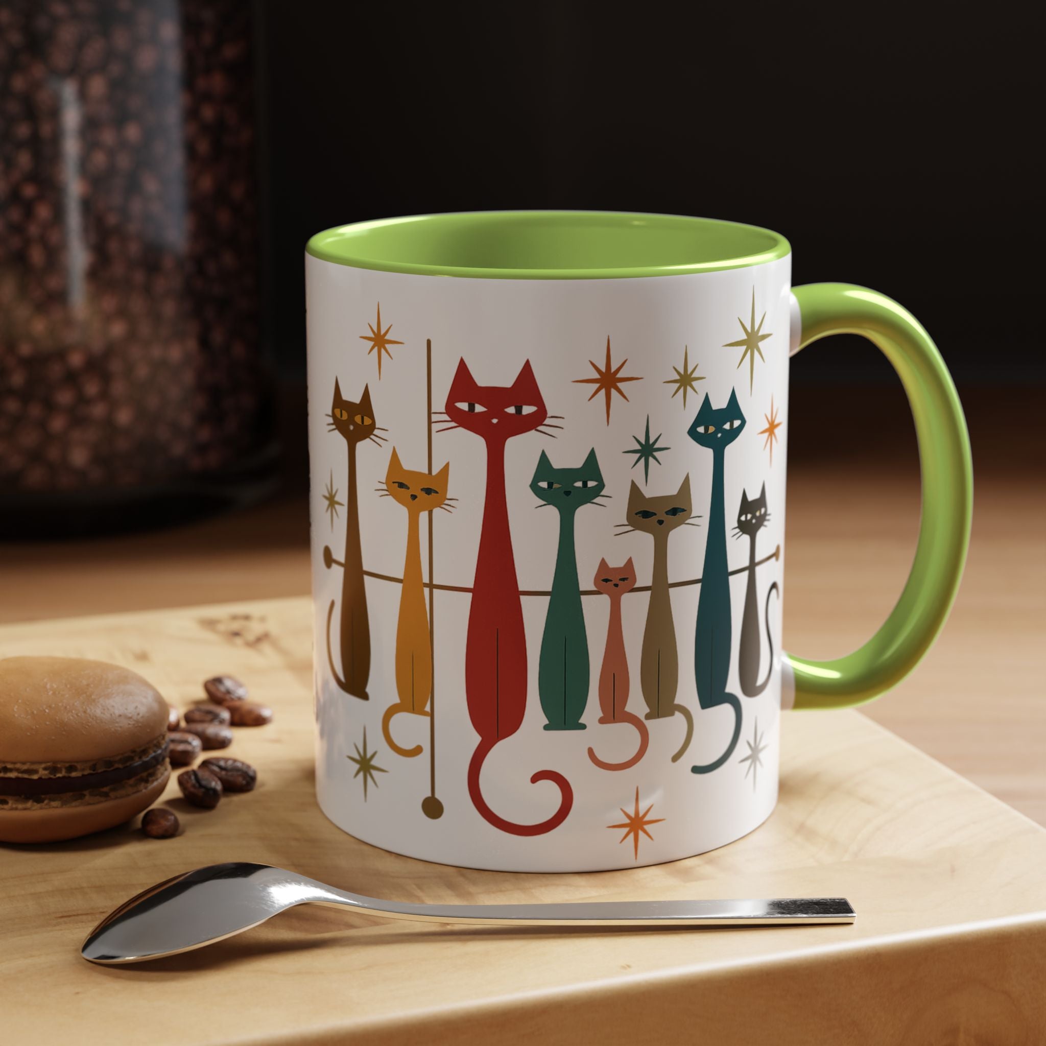 Retro Mid-Century Cats 1950s 1960s Accent Coffee Mug | 11oz 15oz