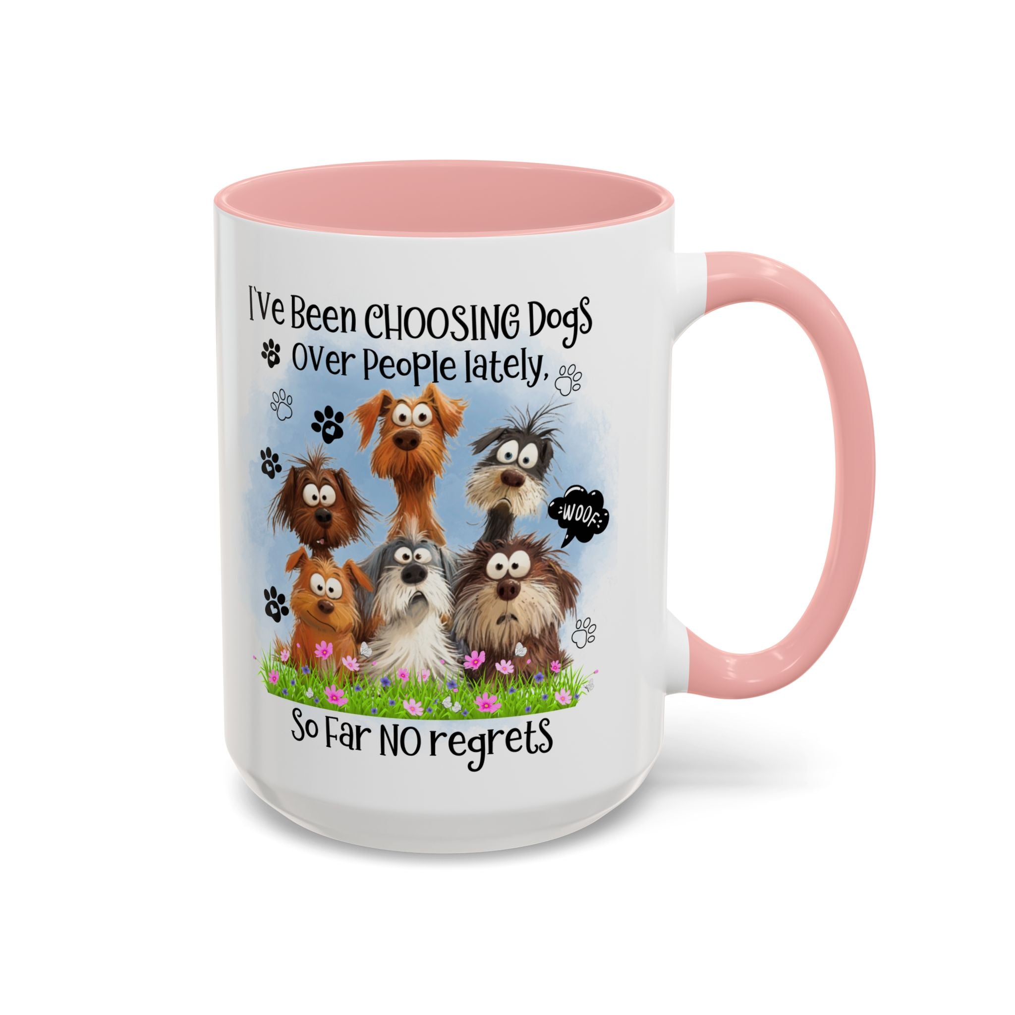 Choosing Dogs Over People Mug | Funny Cute Cartoon Dogs, 11oz 15oz Accent Coffee Mug