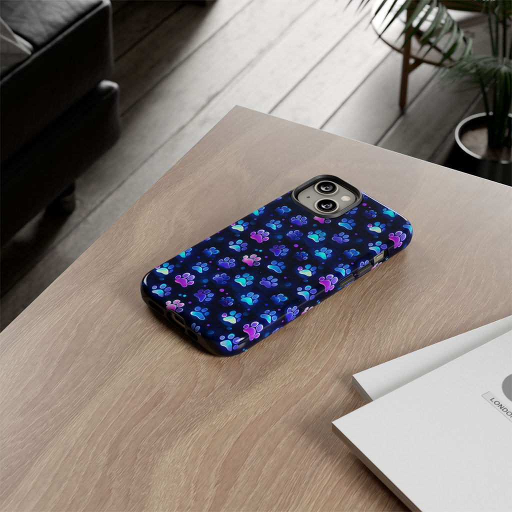 Neon Paw Print Phone Case | Tough Case