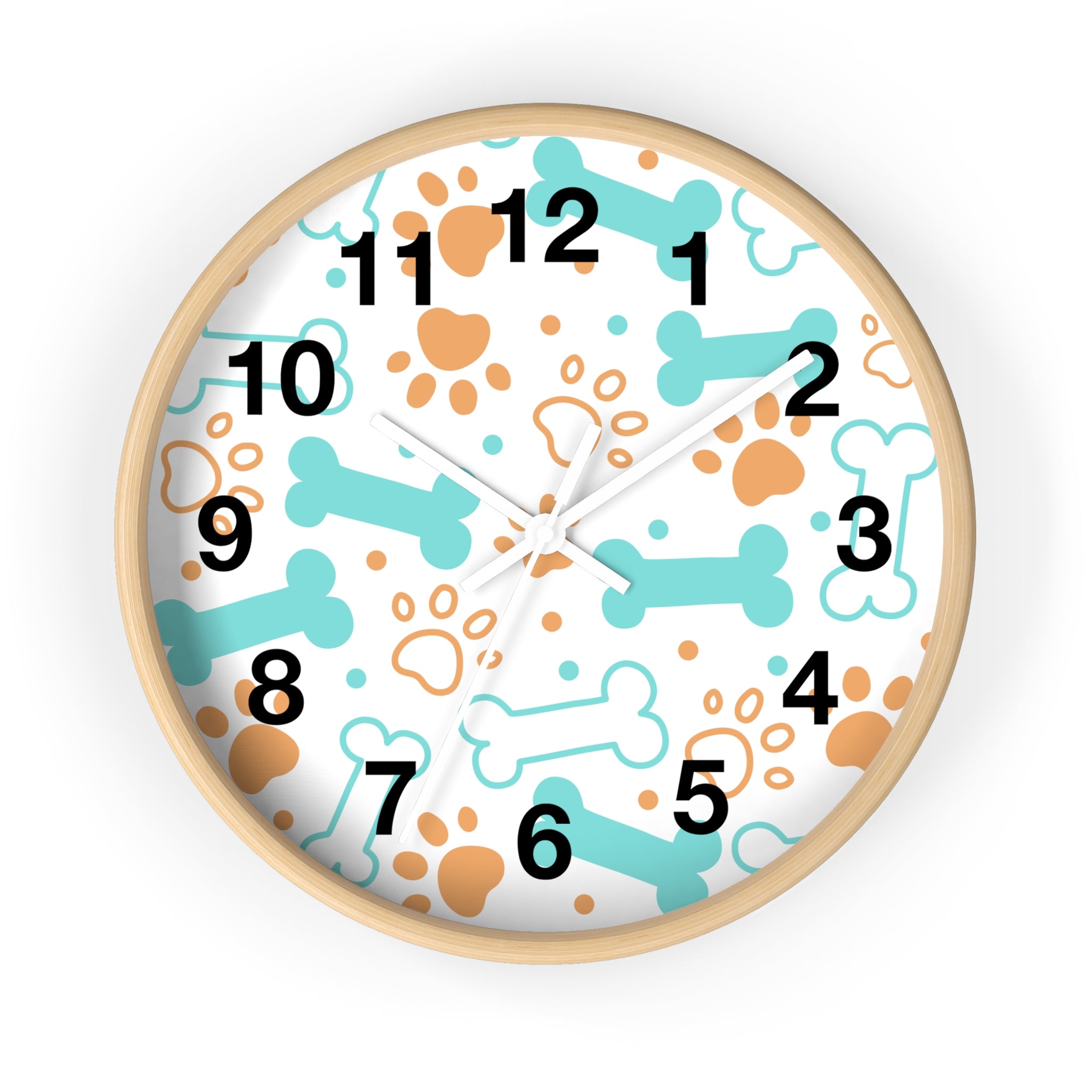 Dog Bones and Paw Prints Wall Clock | Pet-themed Nursery Clock