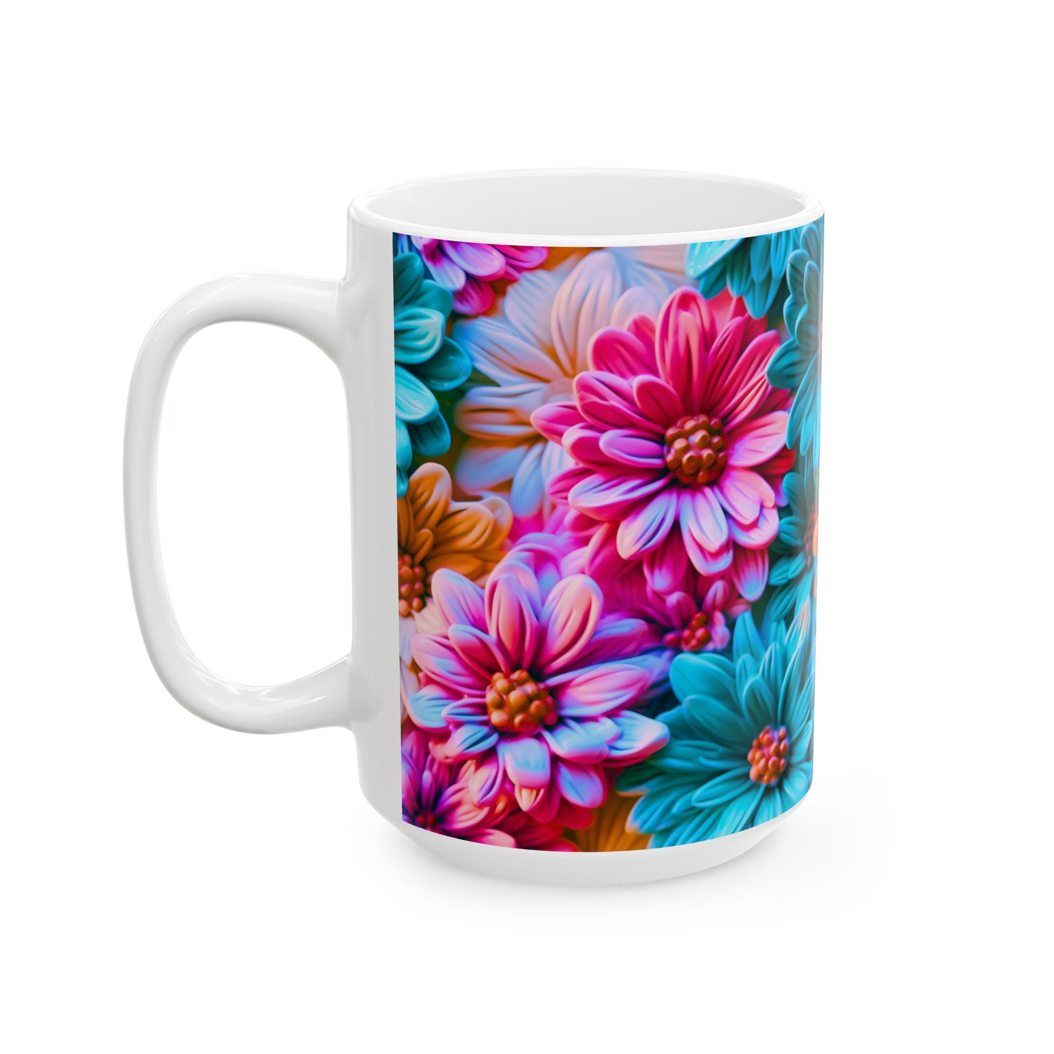 Colorful Daisy Pattern Mug | Floral Ceramic Coffee Cup
