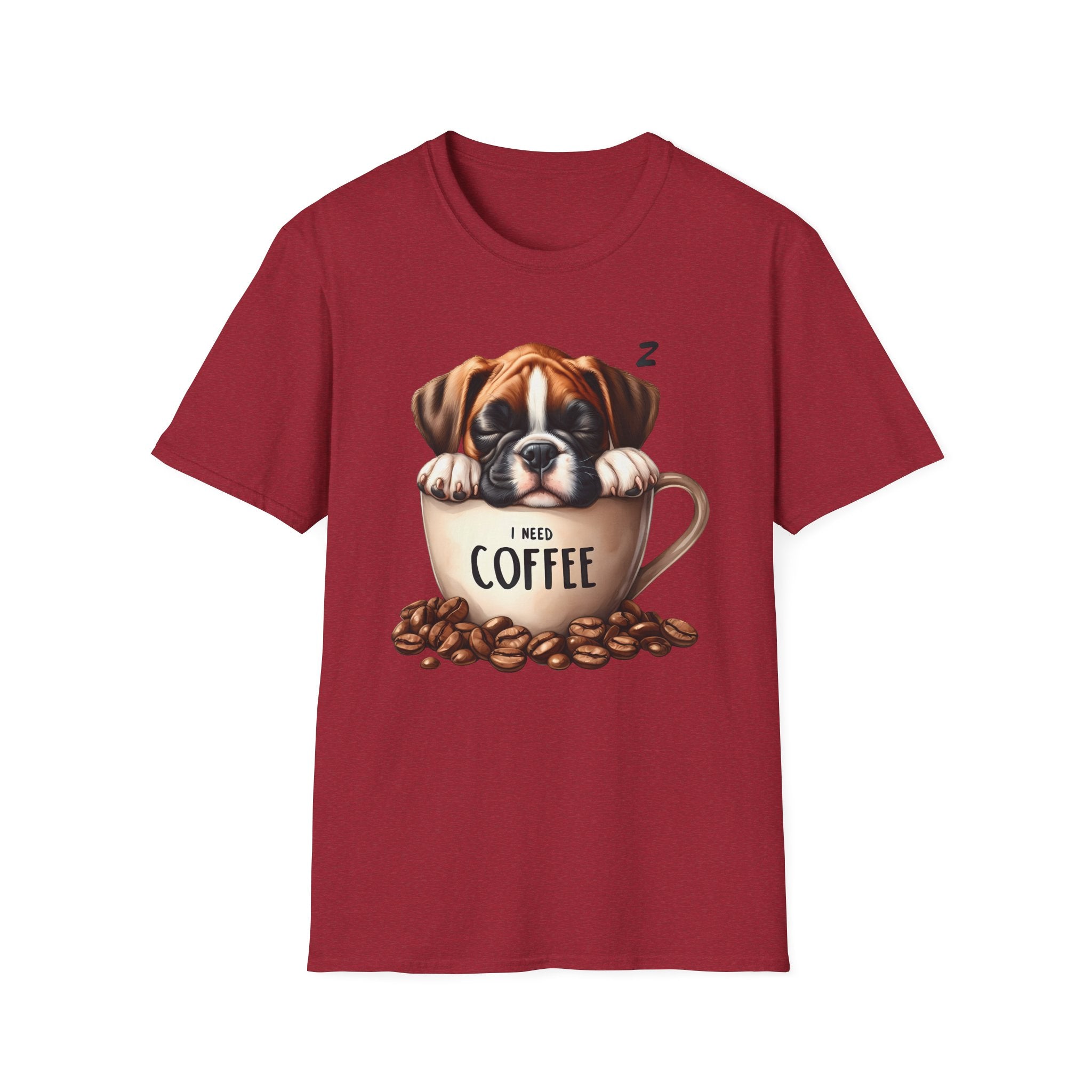 Sleeping Puppy in Coffee Cup T-Shirt | I Need Coffee Design