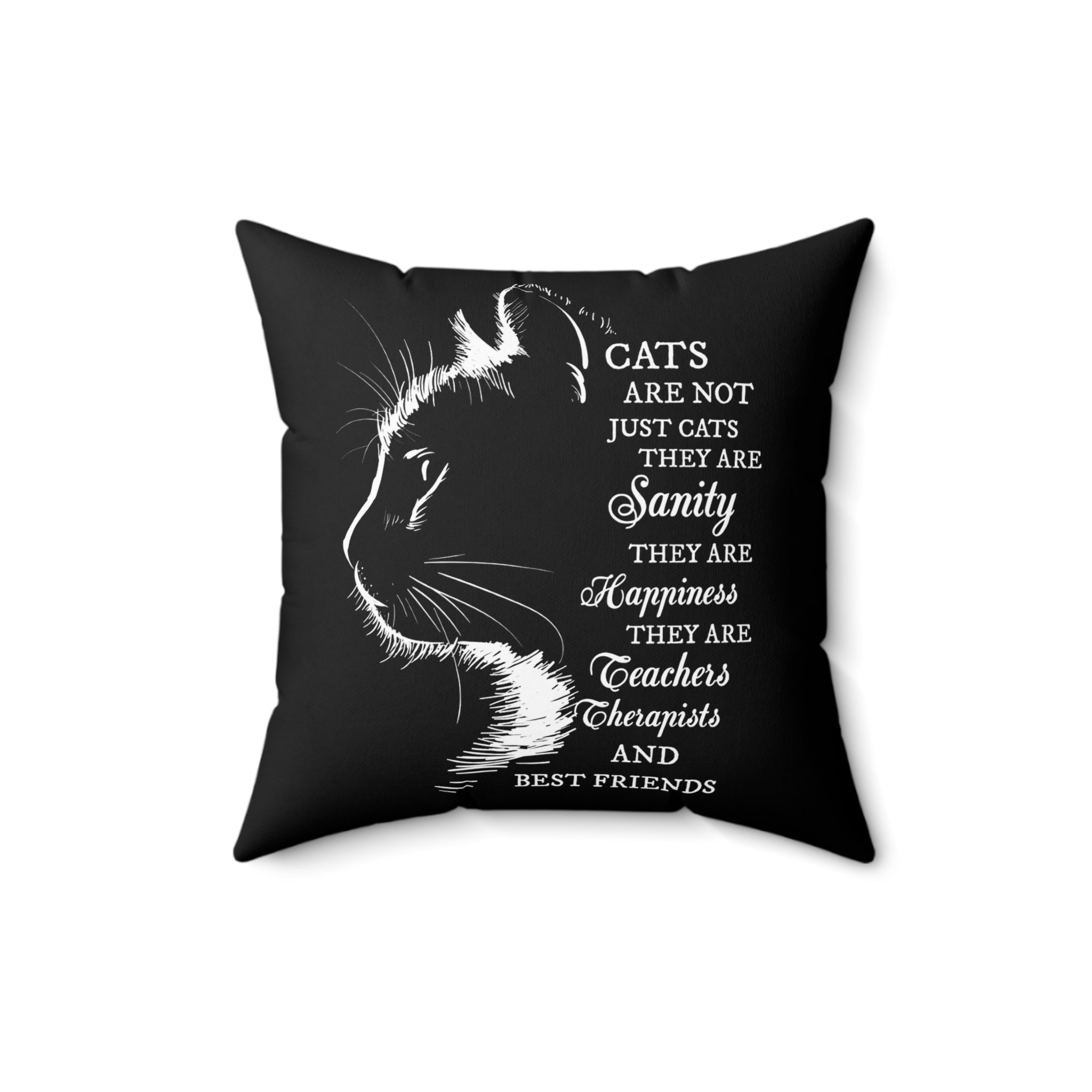 Black Cat Silhouette Pillow | Cat Quote Throw Pillow, Square Polyester Pillow